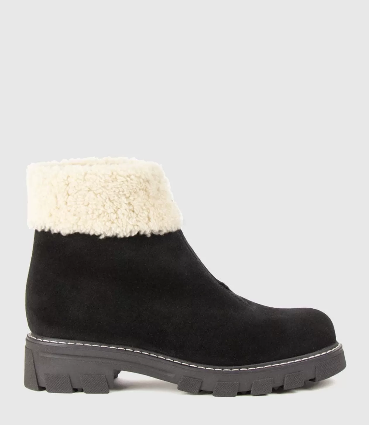 Edward Meller La Canadienne<Abban Front Zip Boot With Shearling In Black Suede