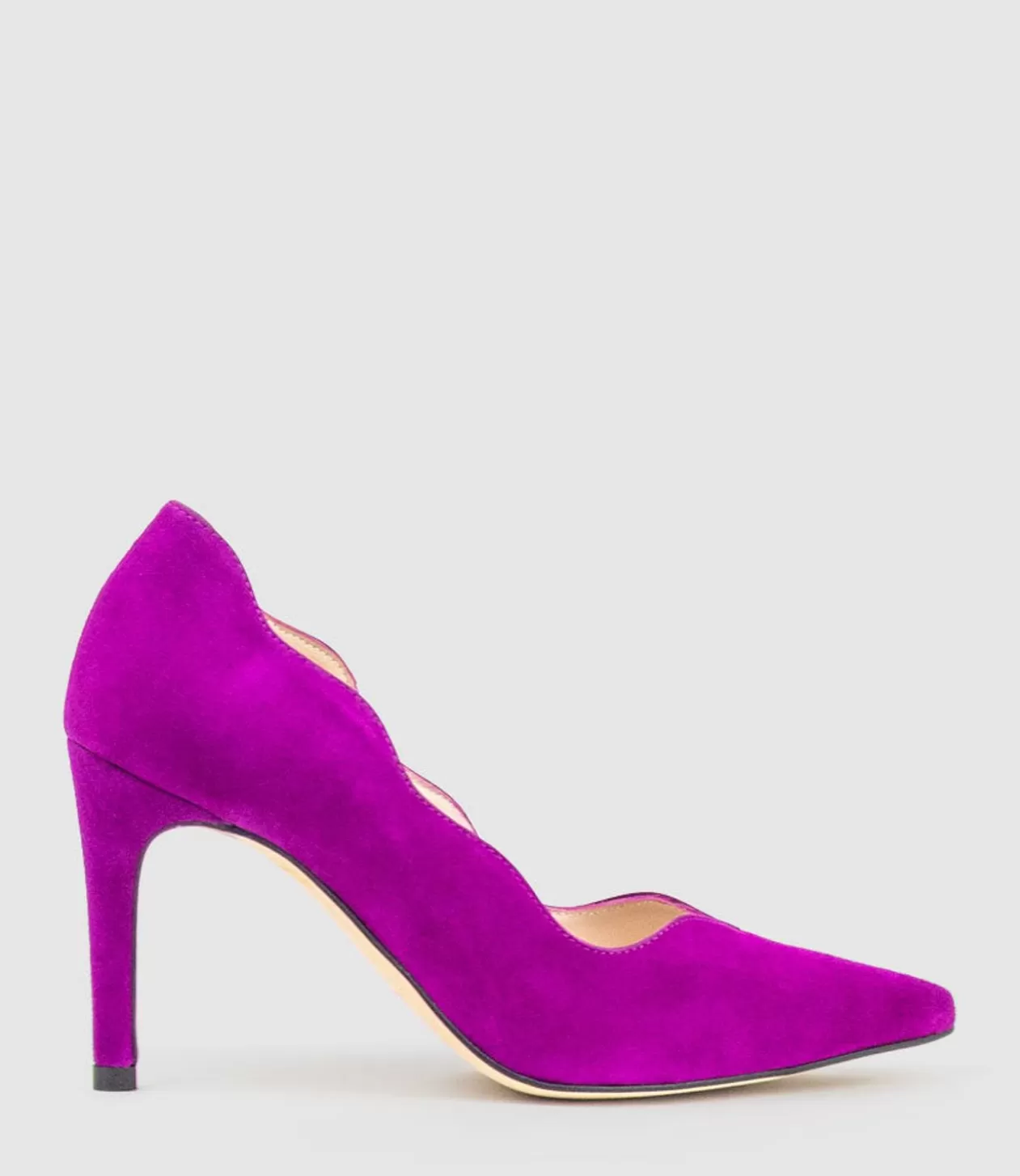 Edward Meller High Heel<Alena90 Scalloped Pump In Magenta Suede