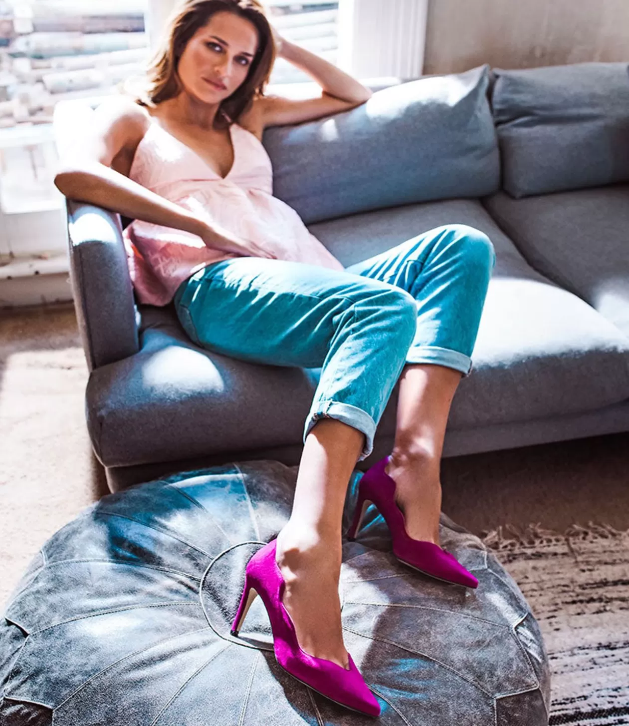 Edward Meller High Heel<Alena90 Scalloped Pump In Magenta Suede