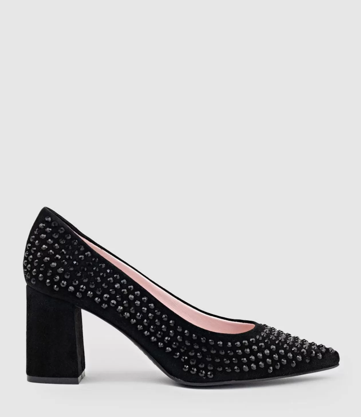 Edward Meller Mid Heel<Andara75 Pump With Crystals In Black Suede