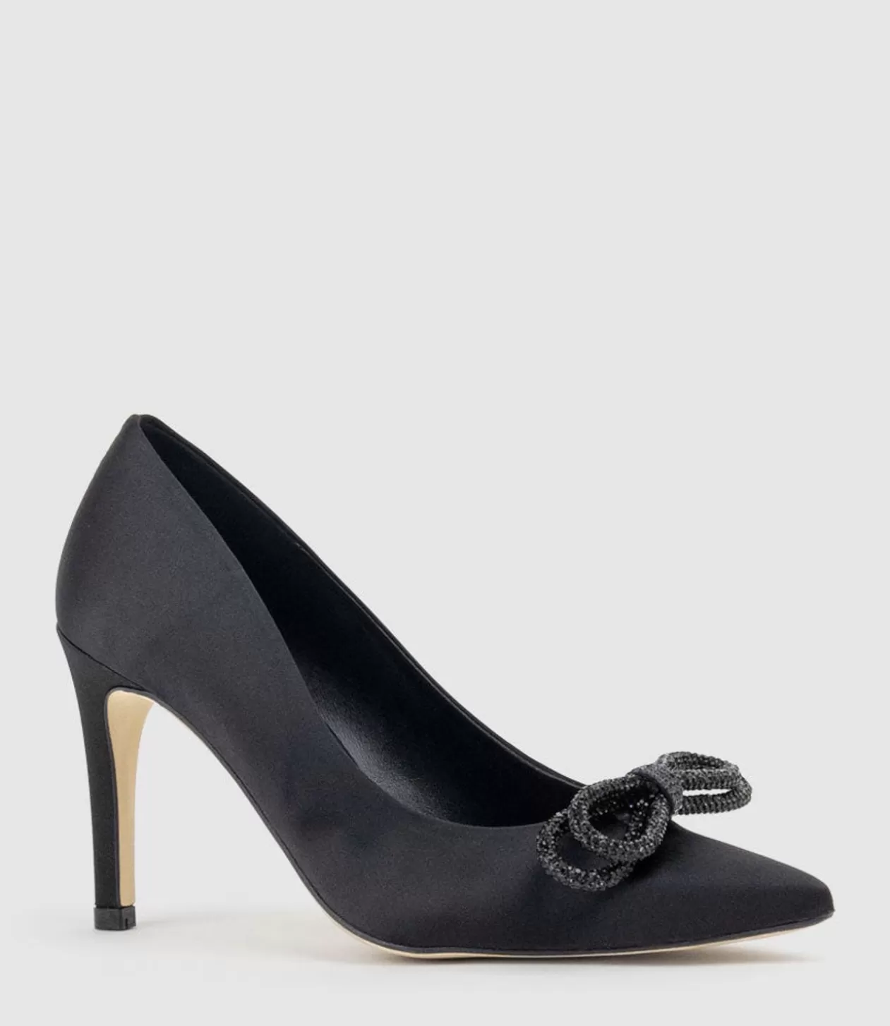 Edward Meller High Heel<Astiria90 Pump With Crystal Bow In Black Satin