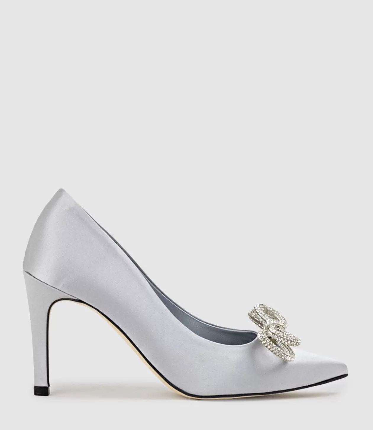 Edward Meller High Heel<Astiria90 Pump With Crystal Bow In Silver Satin