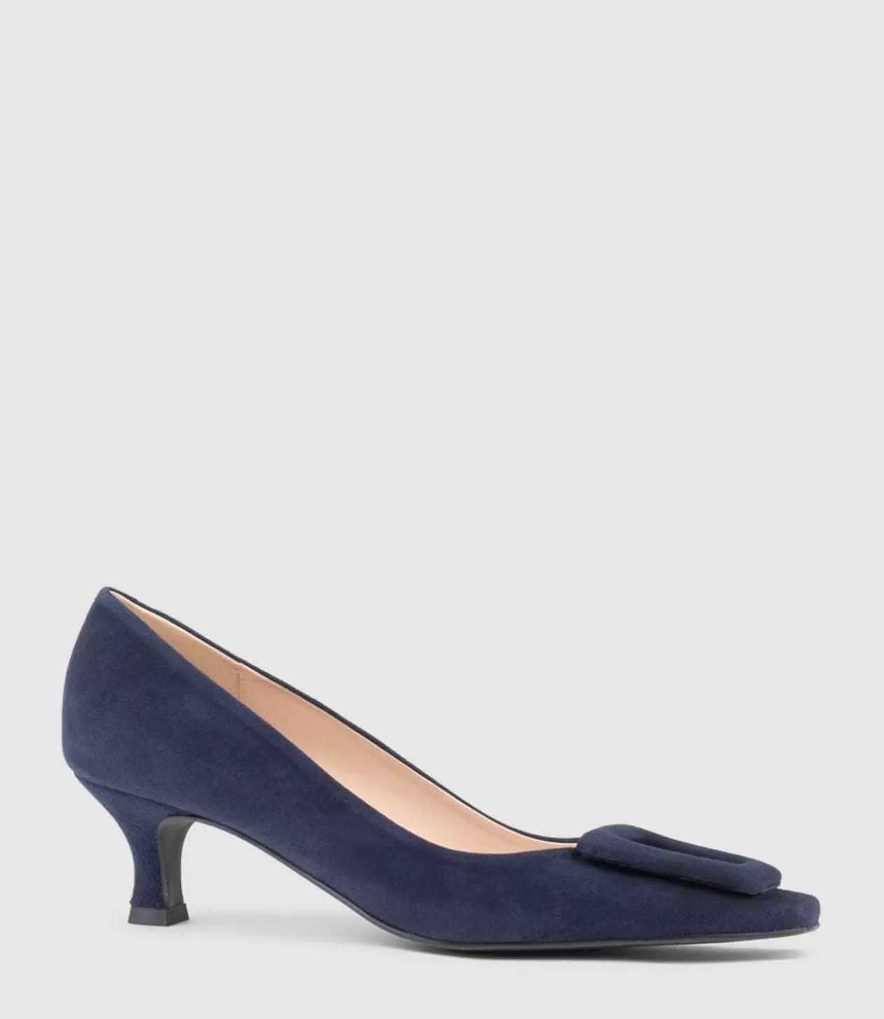 Edward Meller Mid Heel<Astra60 Pump With Trim In Navy Suede