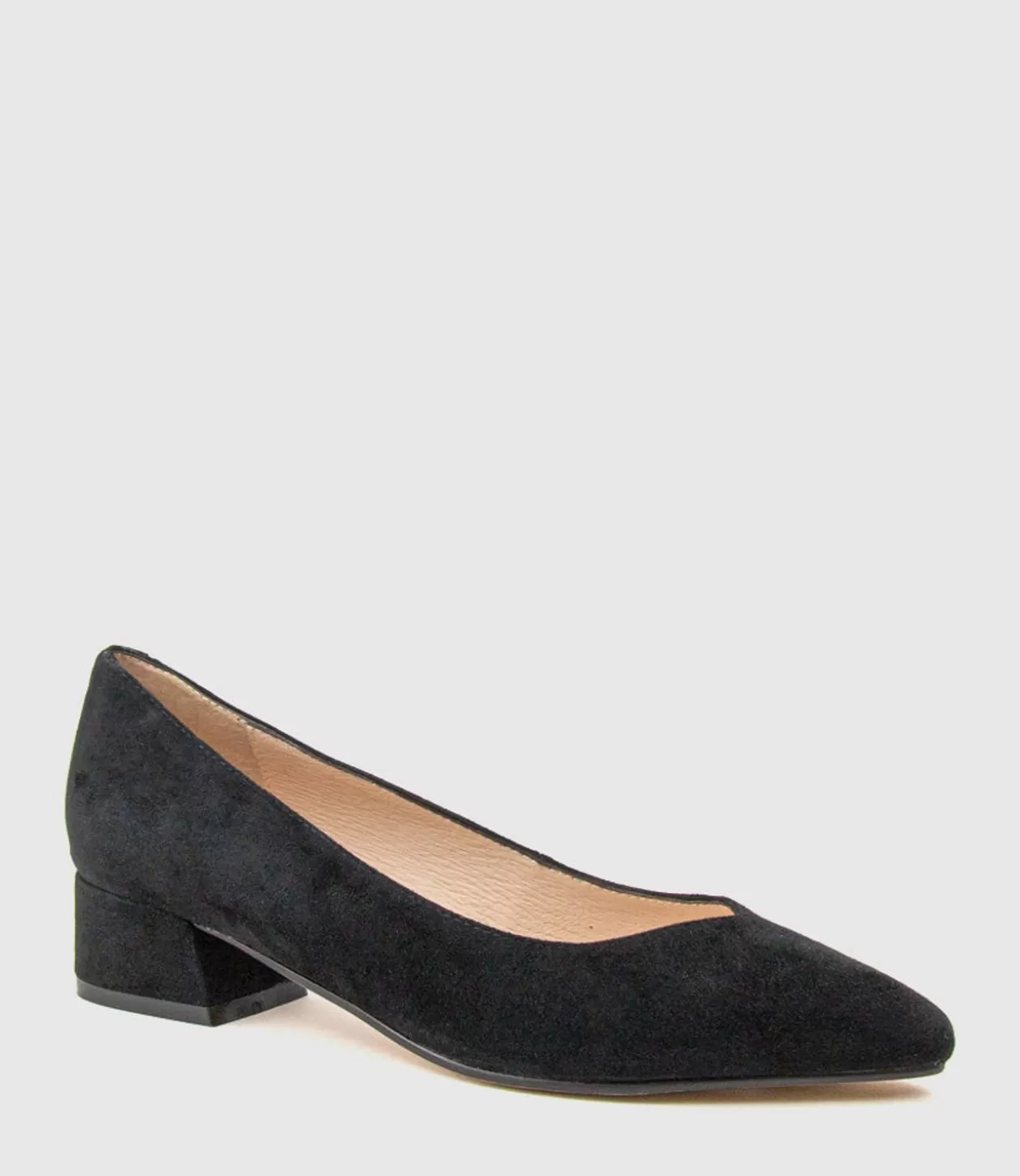 Edward Meller Low Heel<Audrey35 Low Block Heel Pump In Black Suede