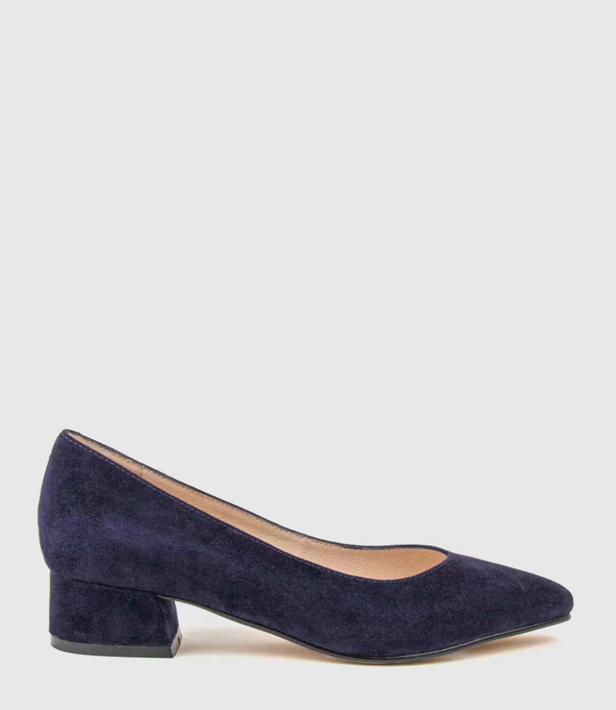 Edward Meller Mid Heel<Audrey35 Low Block Heel Pump In Navy Suede