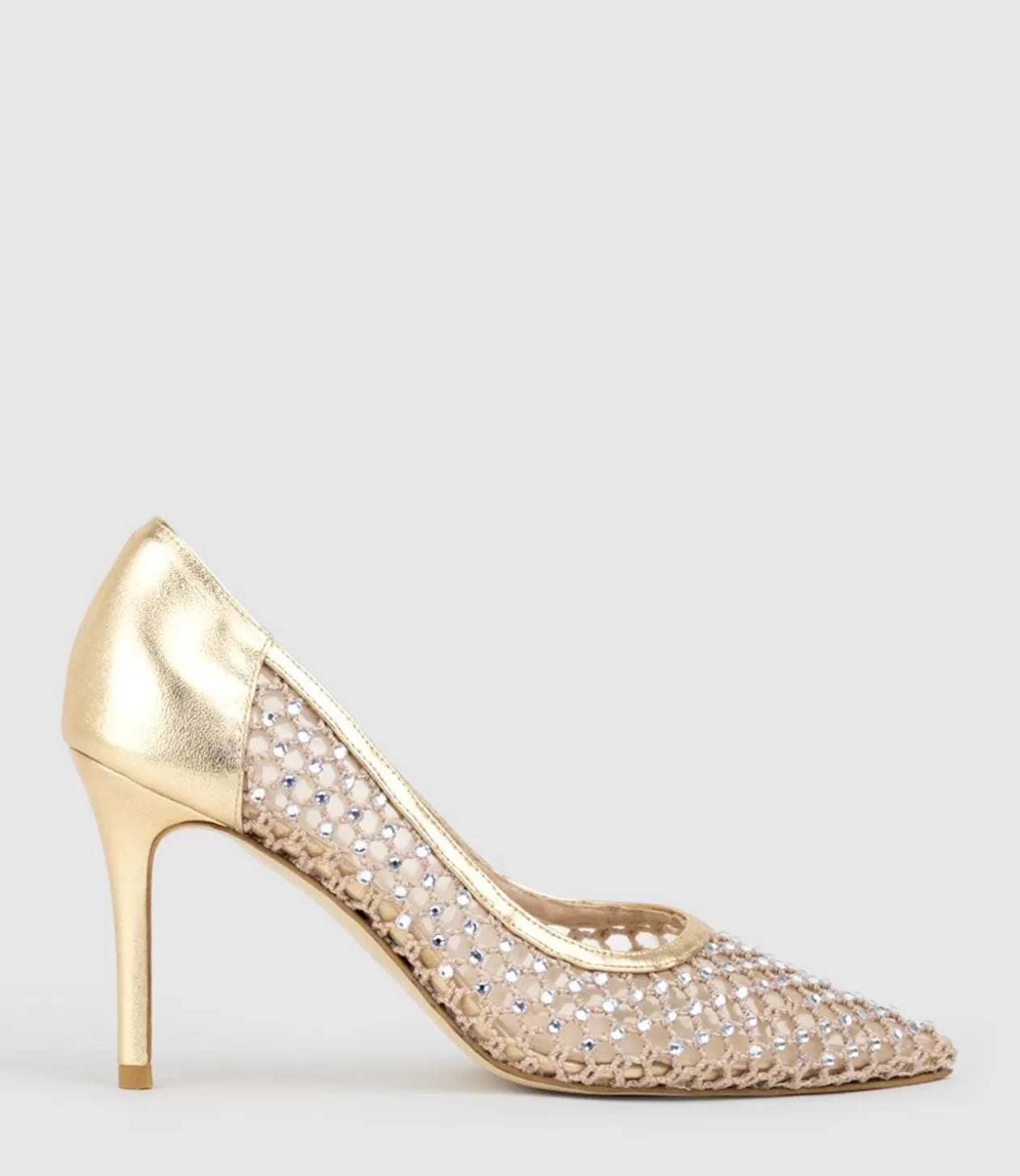 Edward Meller High Heel<Aurum90 Crystal Mesh Pump In Platino