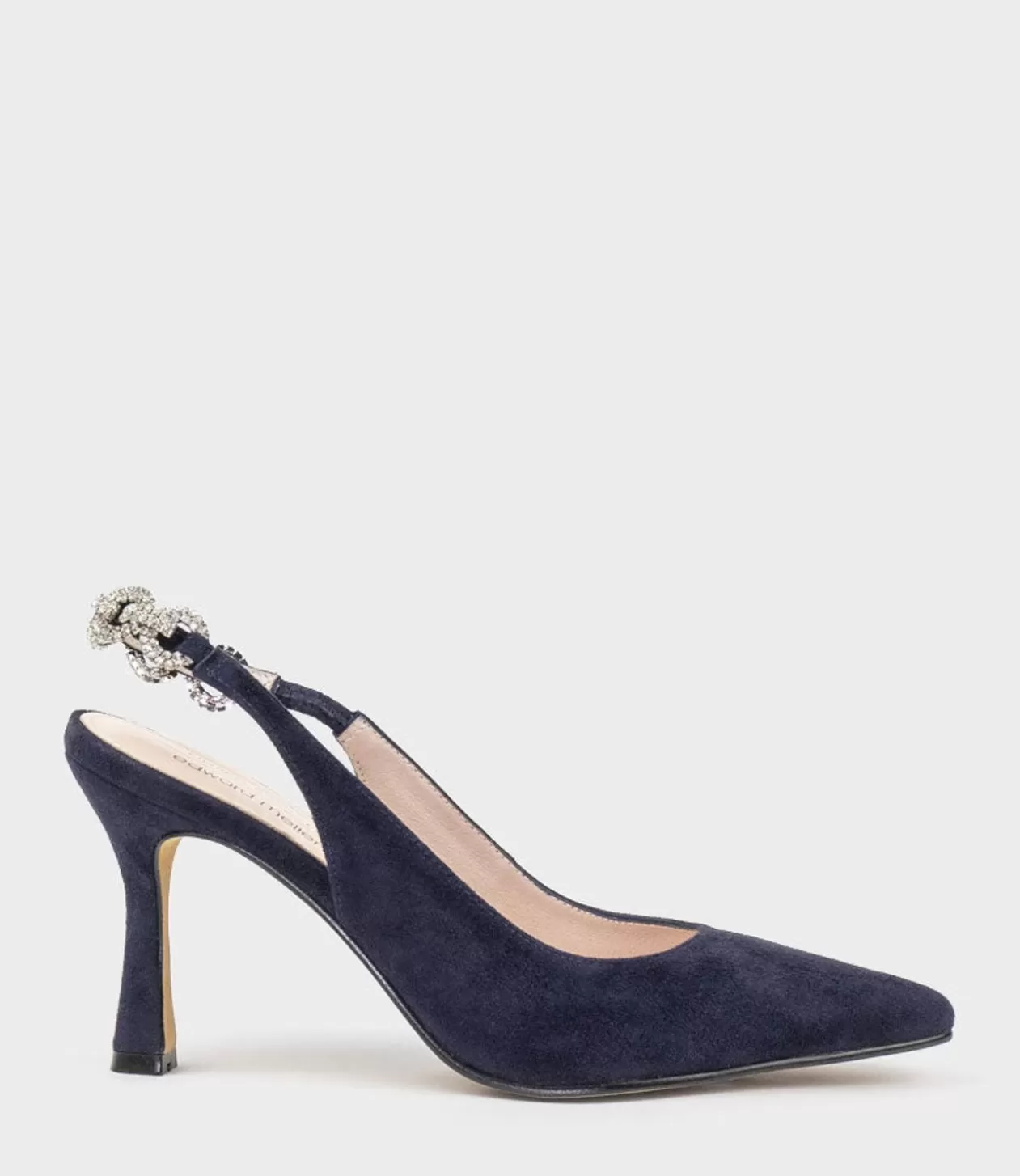 Edward Meller High Heel<Azalia85 Slingback Pump With Diamond Band In Navy Suede