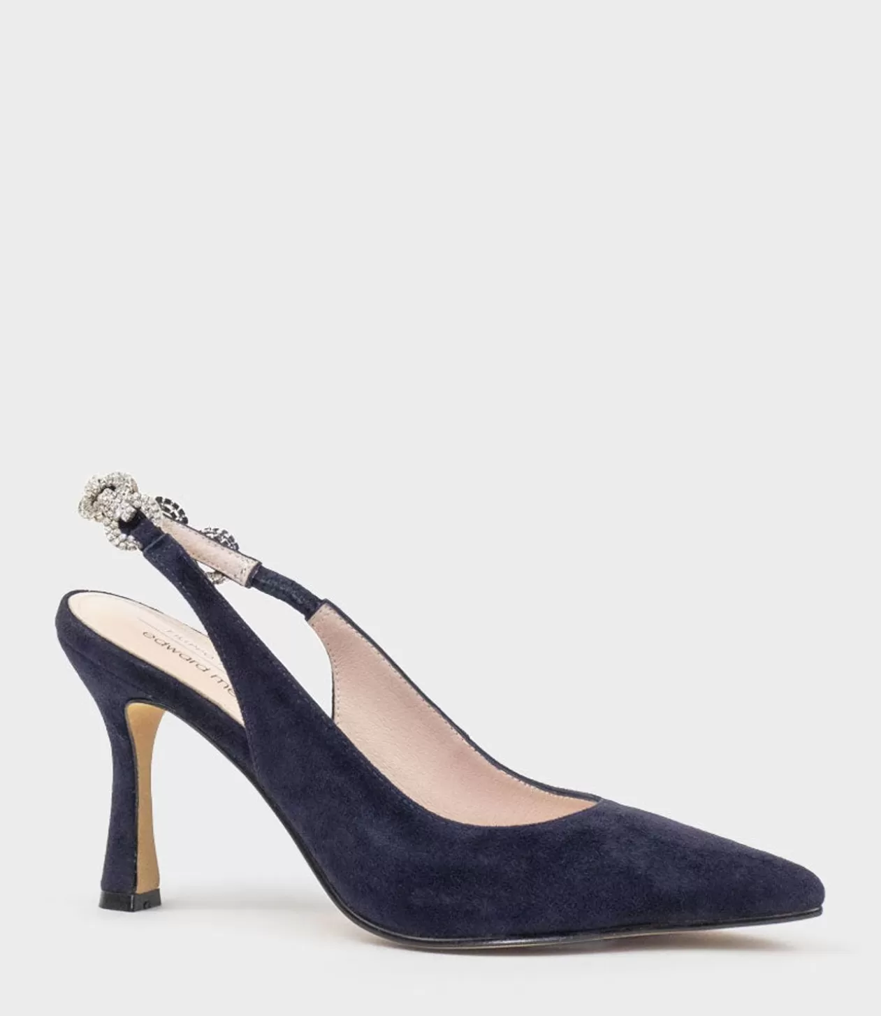 Edward Meller High Heel<Azalia85 Slingback Pump With Diamond Band In Navy Suede