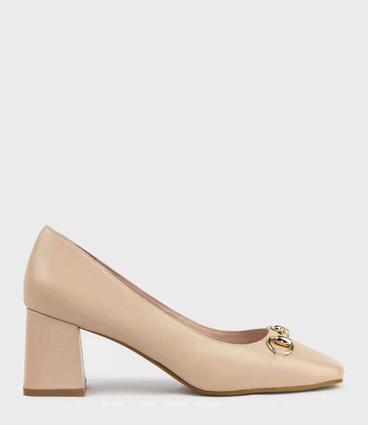 Edward Meller Mid Heel<Blythe65 Square Toe Pump With Hardware In Nude