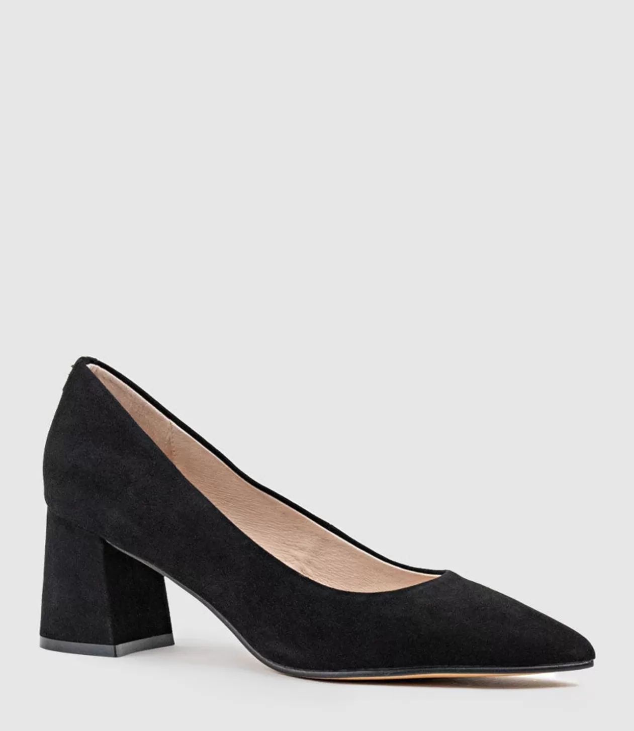 Edward Meller Mid Heel<Brooke65 Pointed Block Heel Pump In Black Suede