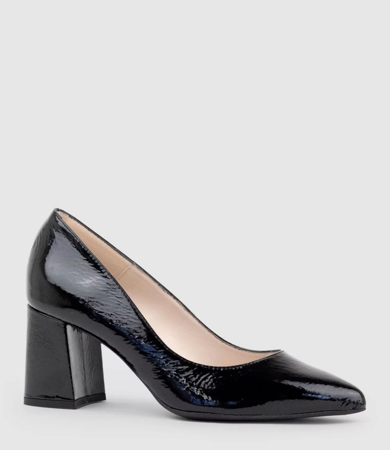 Edward Meller Mid Heel<Bryson70 Block Heel Pump In Black Patent