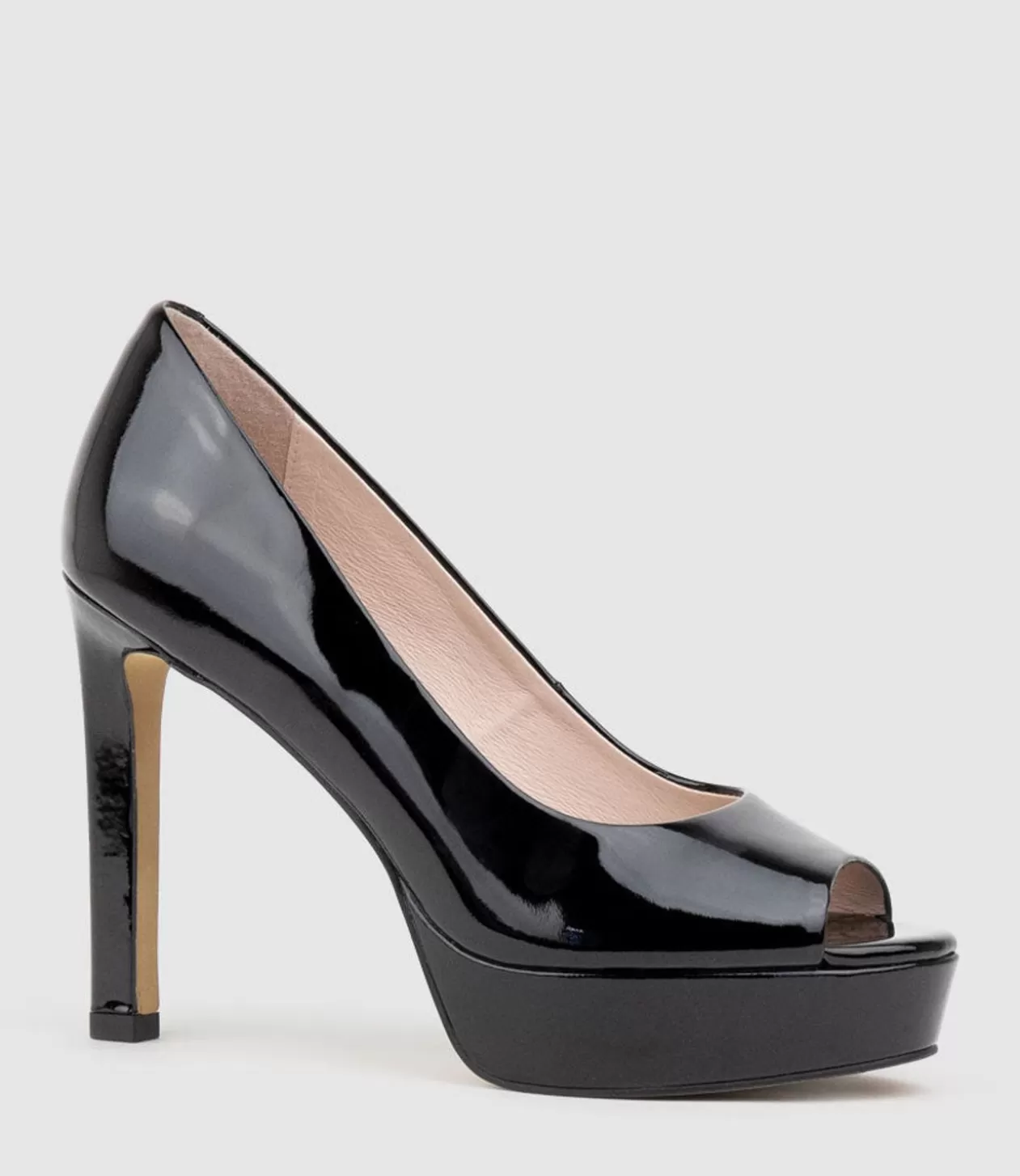 Edward Meller High Heel<Cadie110 Open Toe Platform Pump In Black Patent