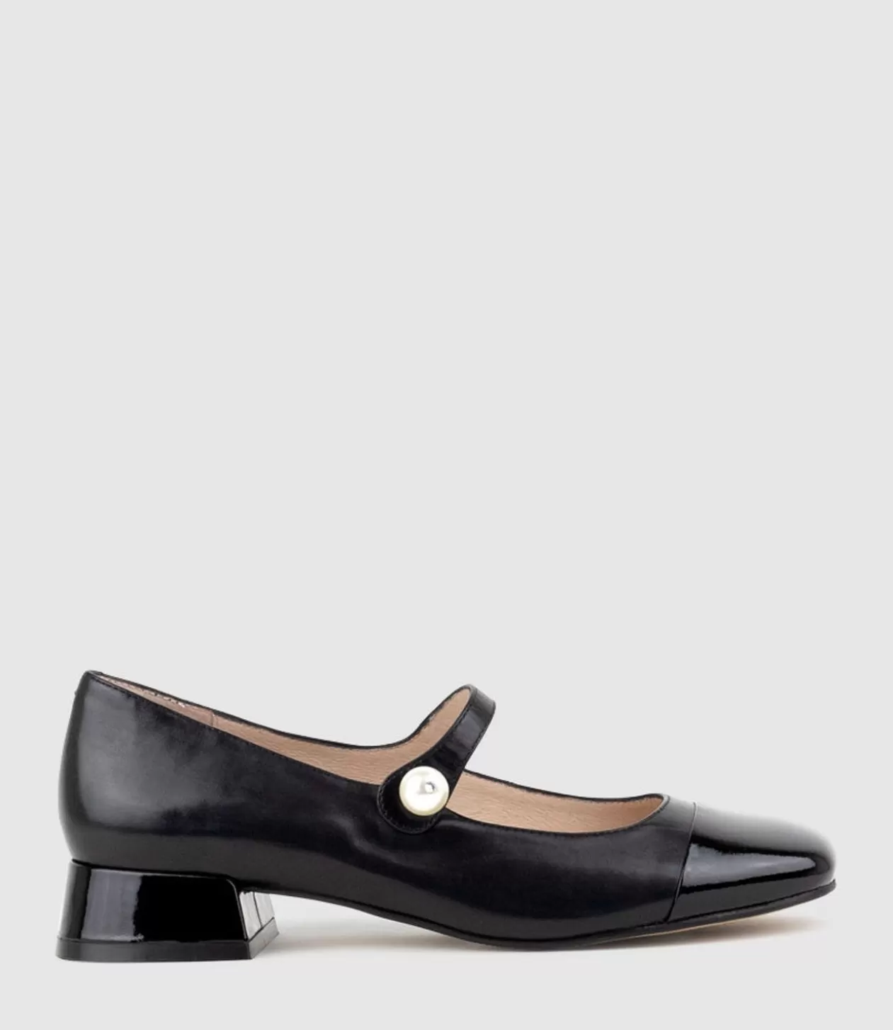 Edward Meller Low Heel<Capulet30 Cap Toe Mary Jane In Black Calf