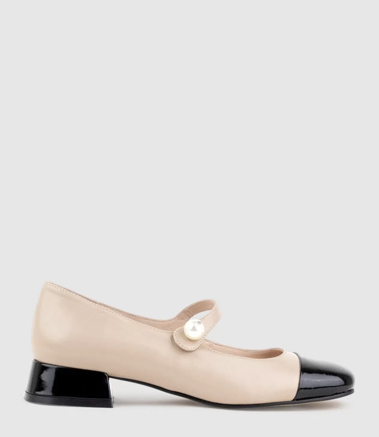 Edward Meller Low Heel<Capulet30 Cap Toe Mary Jane In Taupe Calf