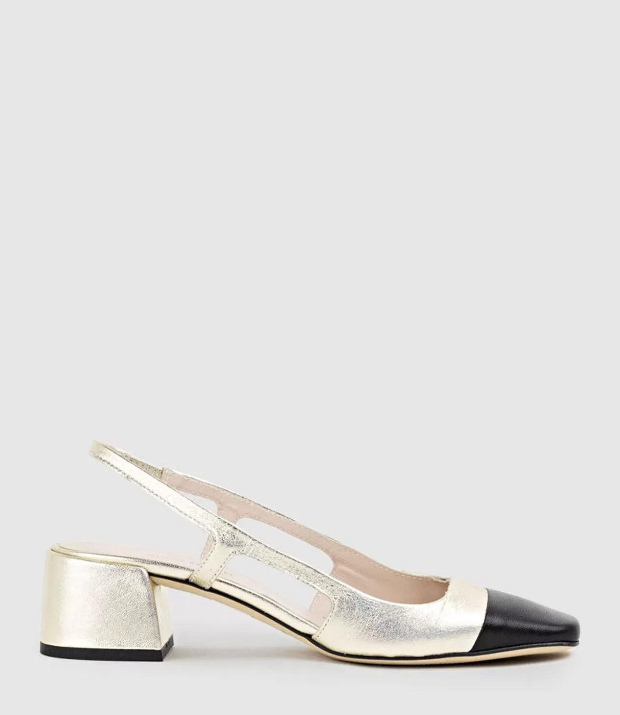 Edward Meller Mid Heel<Dakota50 Slingback Pump With Cap Toe In Platino