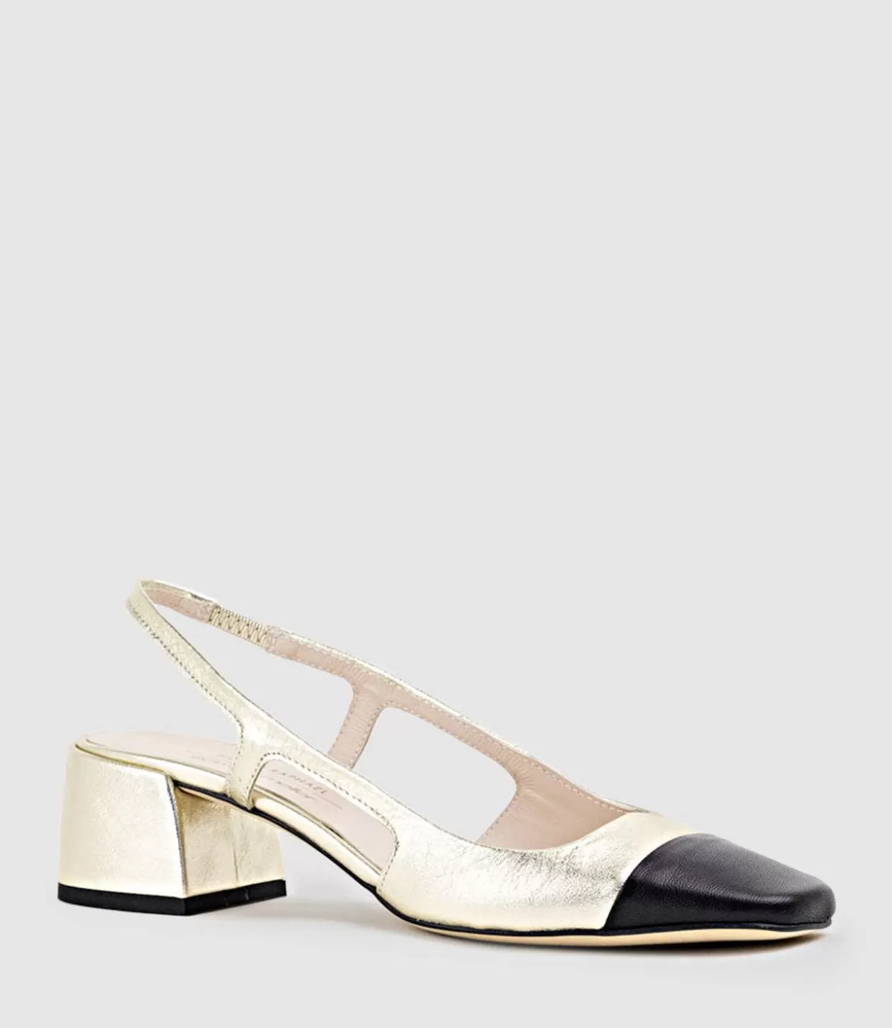 Edward Meller Mid Heel<Dakota50 Slingback Pump With Cap Toe In Platino