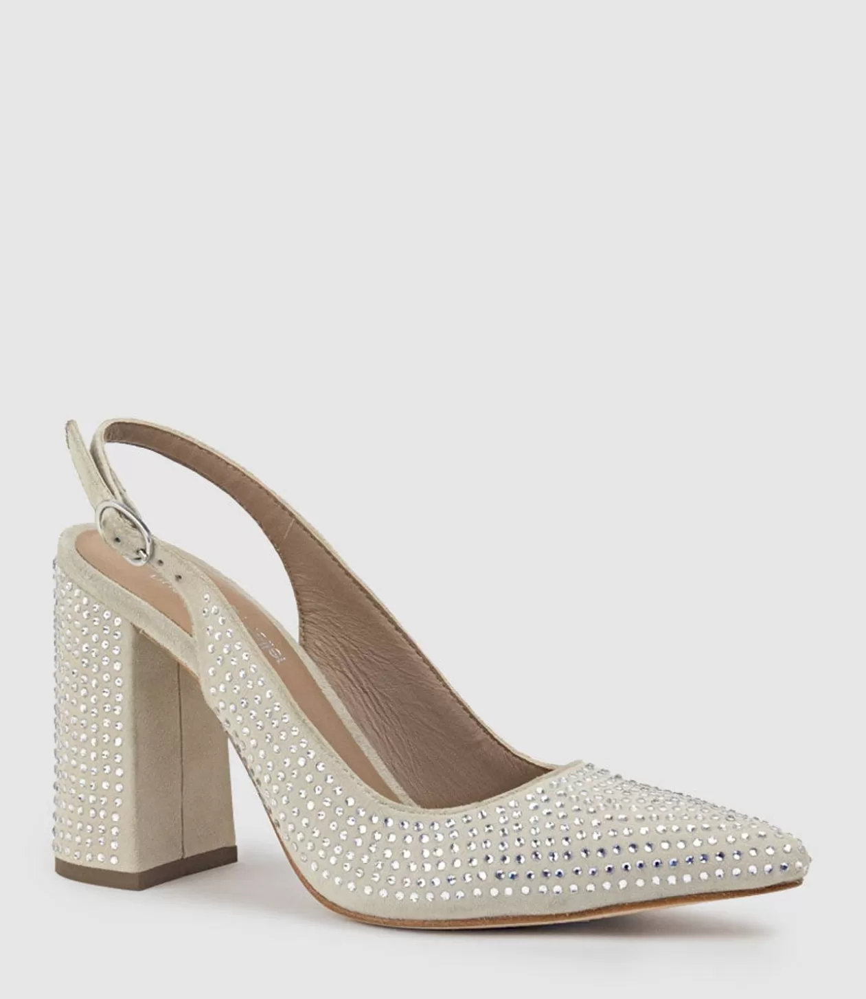 Edward Meller High Heel<Demi100 Crystal Slingback Pump In Offwhite Suede