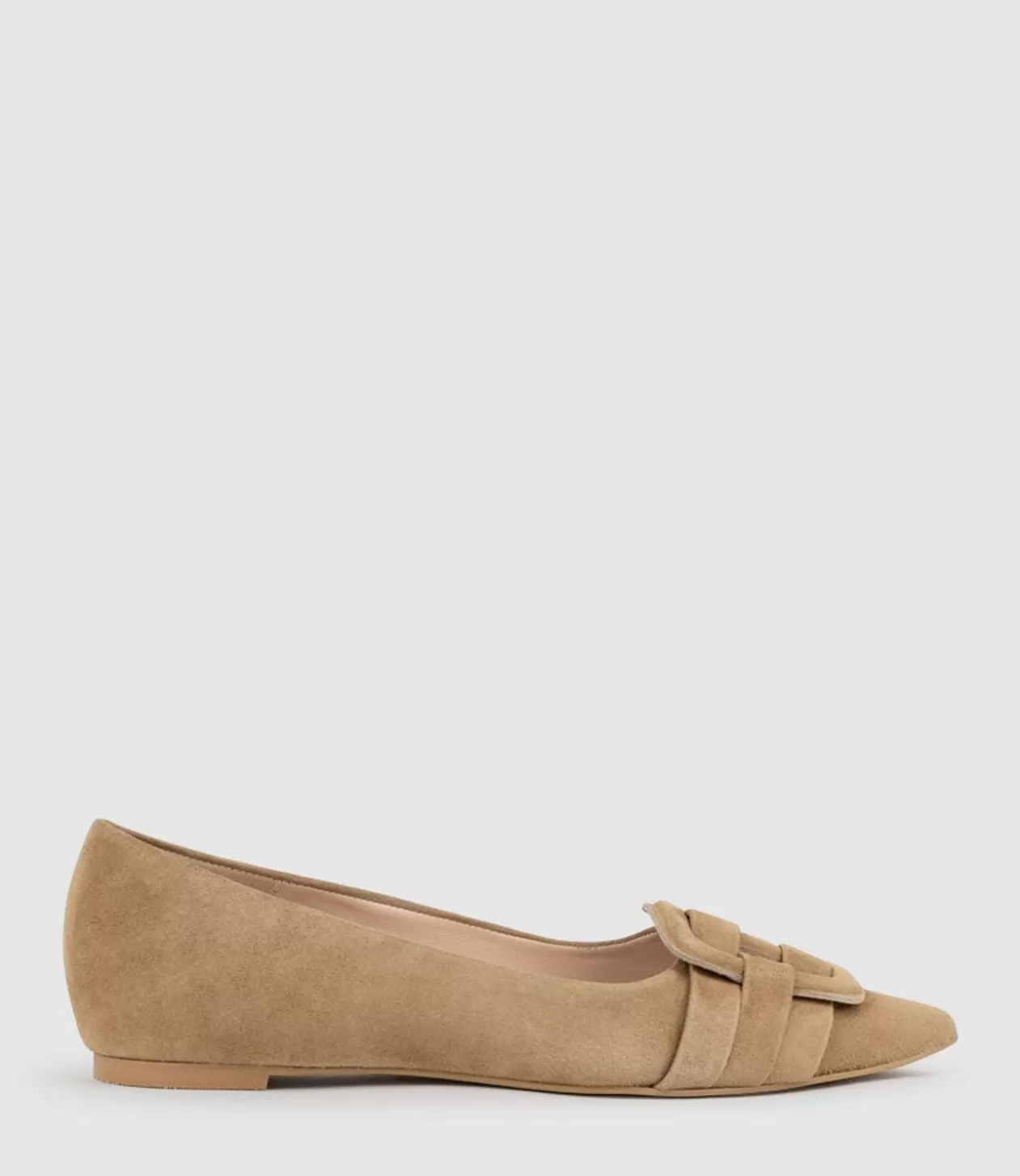 Edward Meller Ballet Flats<Destraflat Pointed Ballet With Buckle In Tan Suede