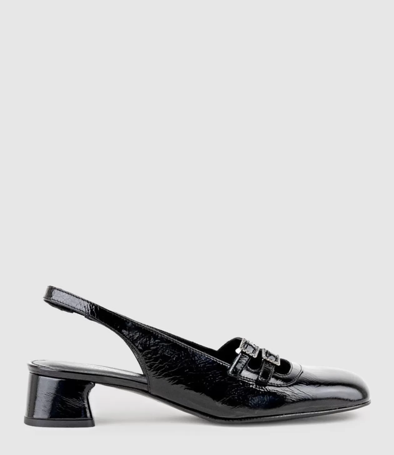 Edward Meller Low Heel<Dorit35 Squond Slingback Pump In Black Crinkle