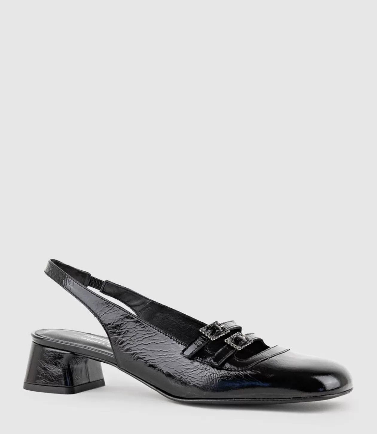 Edward Meller Low Heel<Dorit35 Squond Slingback Pump In Black Crinkle