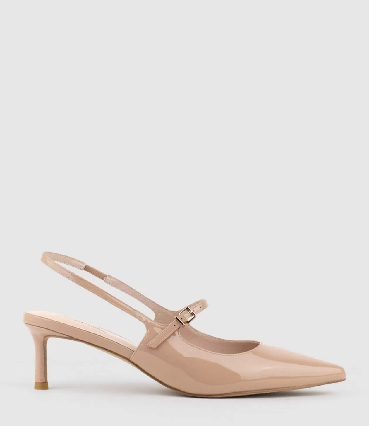 Edward Meller Mid Heel<Dove55 Slingback With Strap In Nude Patent