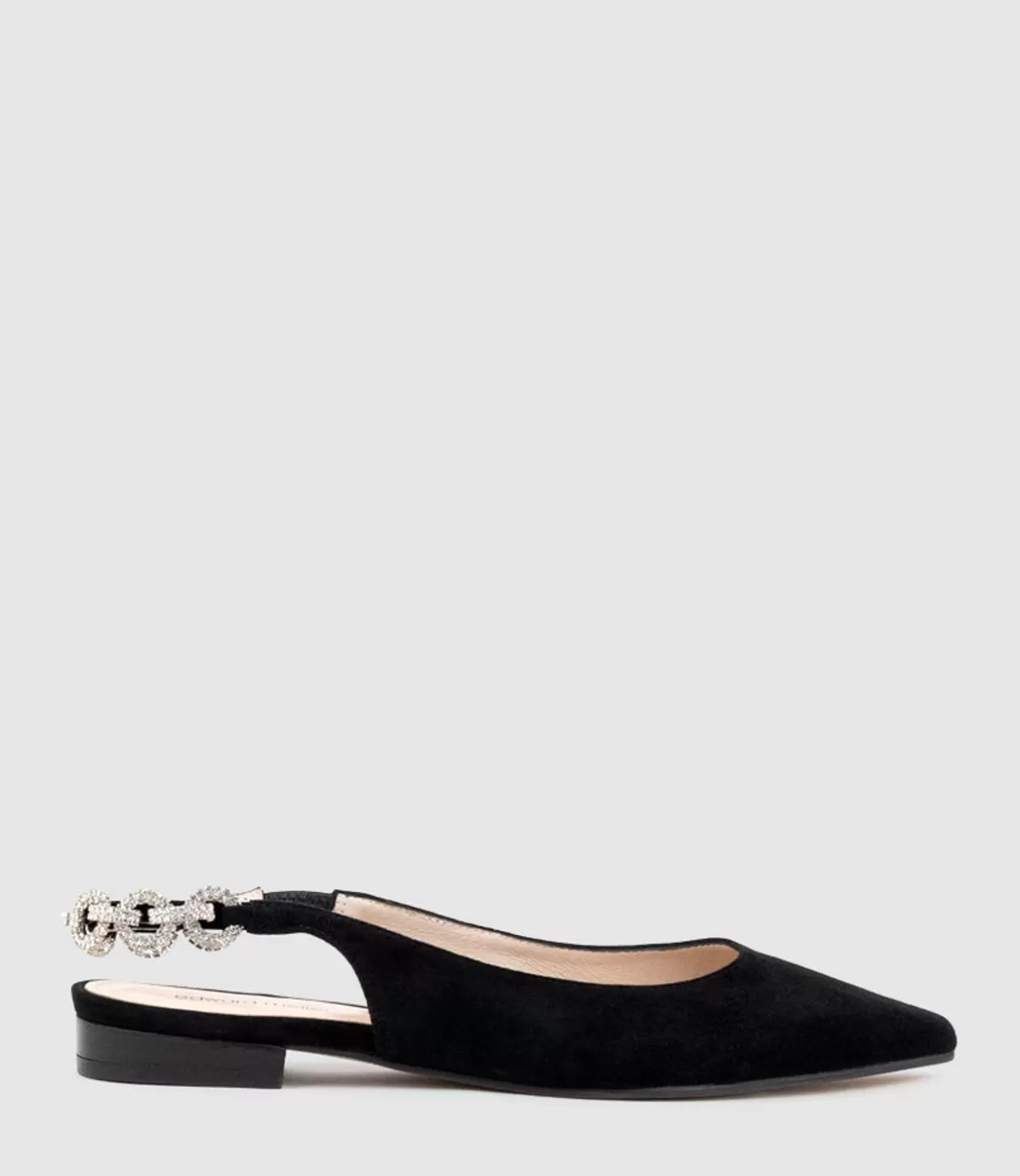 Edward Meller Ballet Flats<Ebony Flat Slingback With Diamond Band In Black Suede