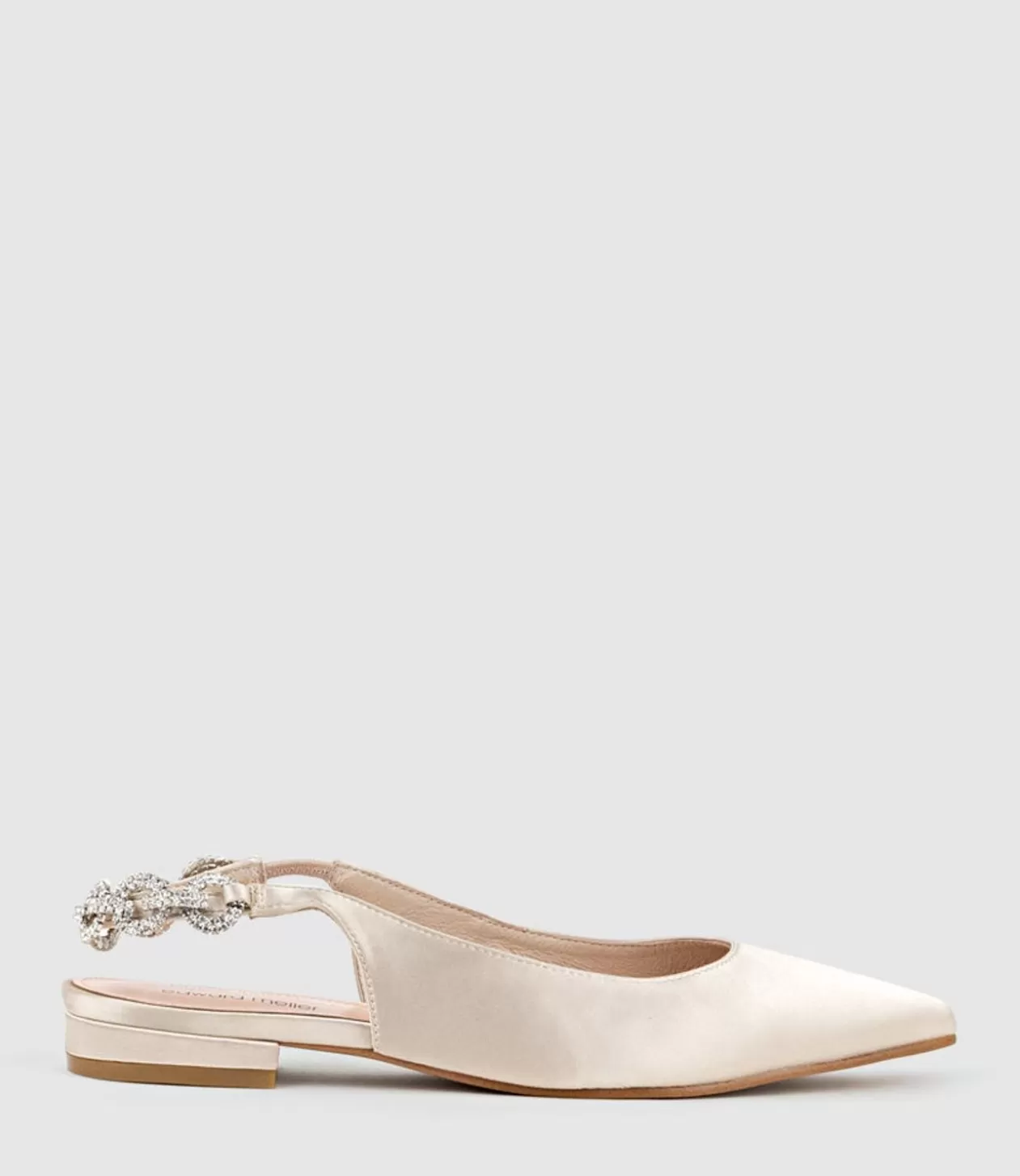 Edward Meller Ballet Flats<Ebony Flat Slingback With Diamond Band In Champagne Satin