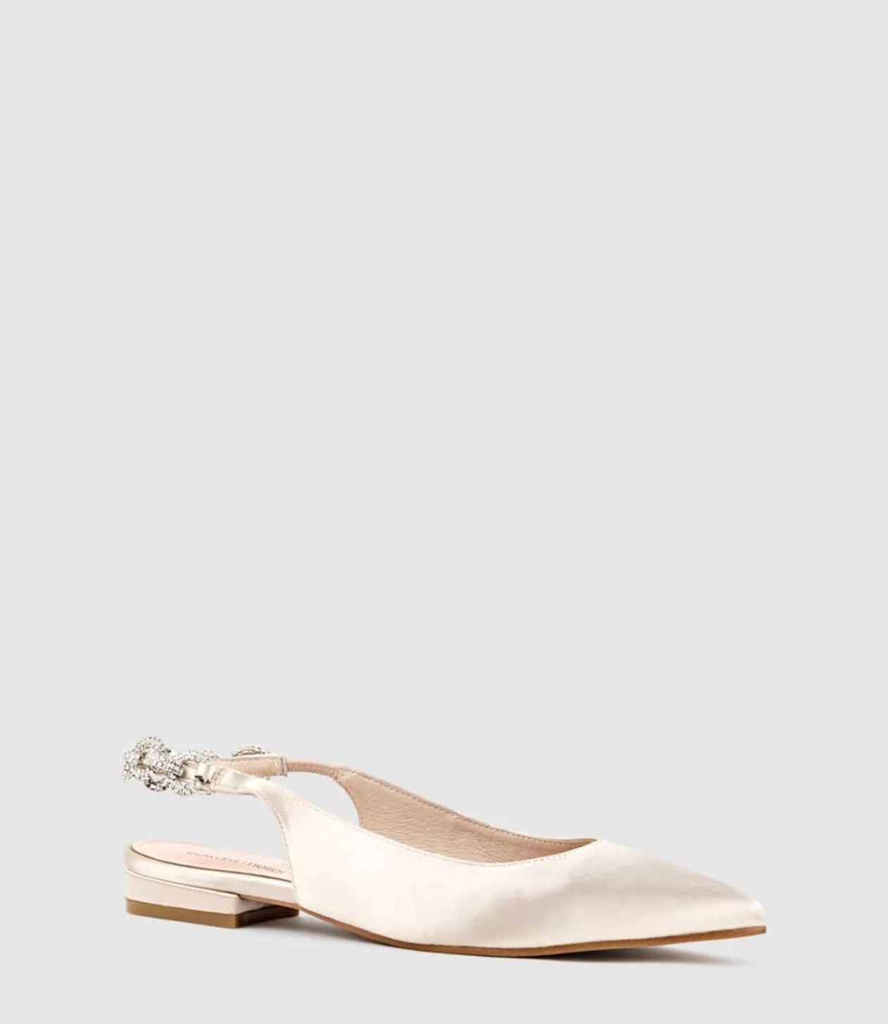 Edward Meller Ballet Flats<Ebony Flat Slingback With Diamond Band In Champagne Satin