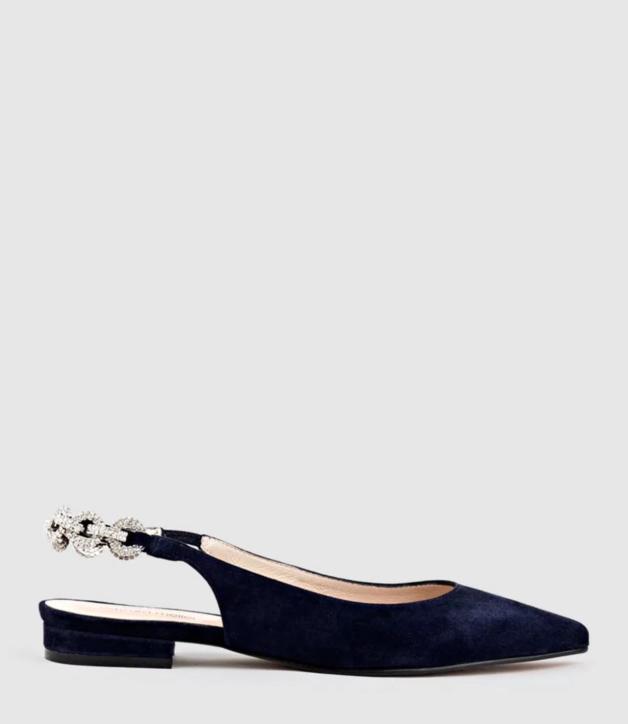 Edward Meller Ballet Flats<Ebony Flat Slingback With Diamond Band In Navy Suede