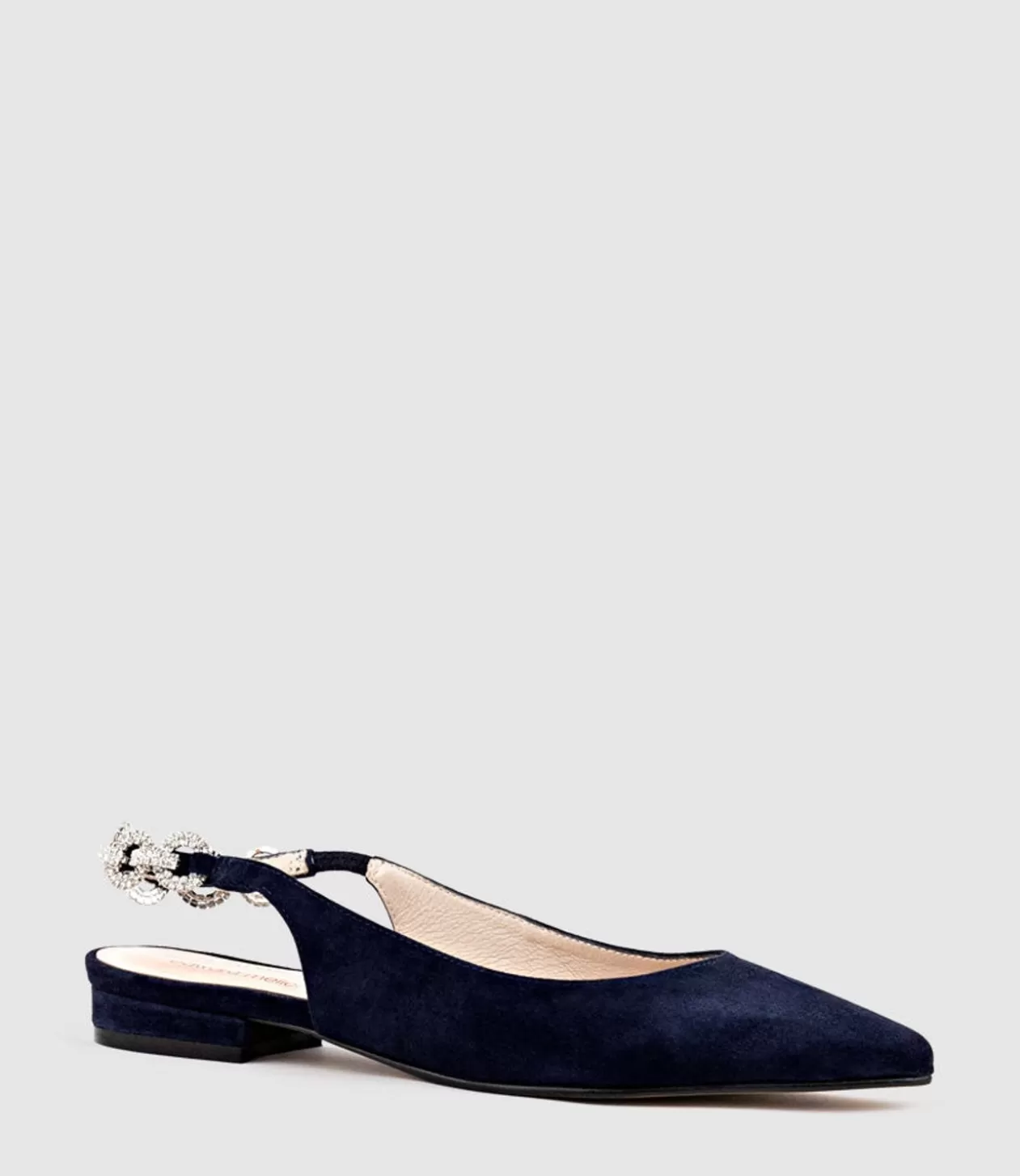 Edward Meller Ballet Flats<Ebony Flat Slingback With Diamond Band In Navy Suede