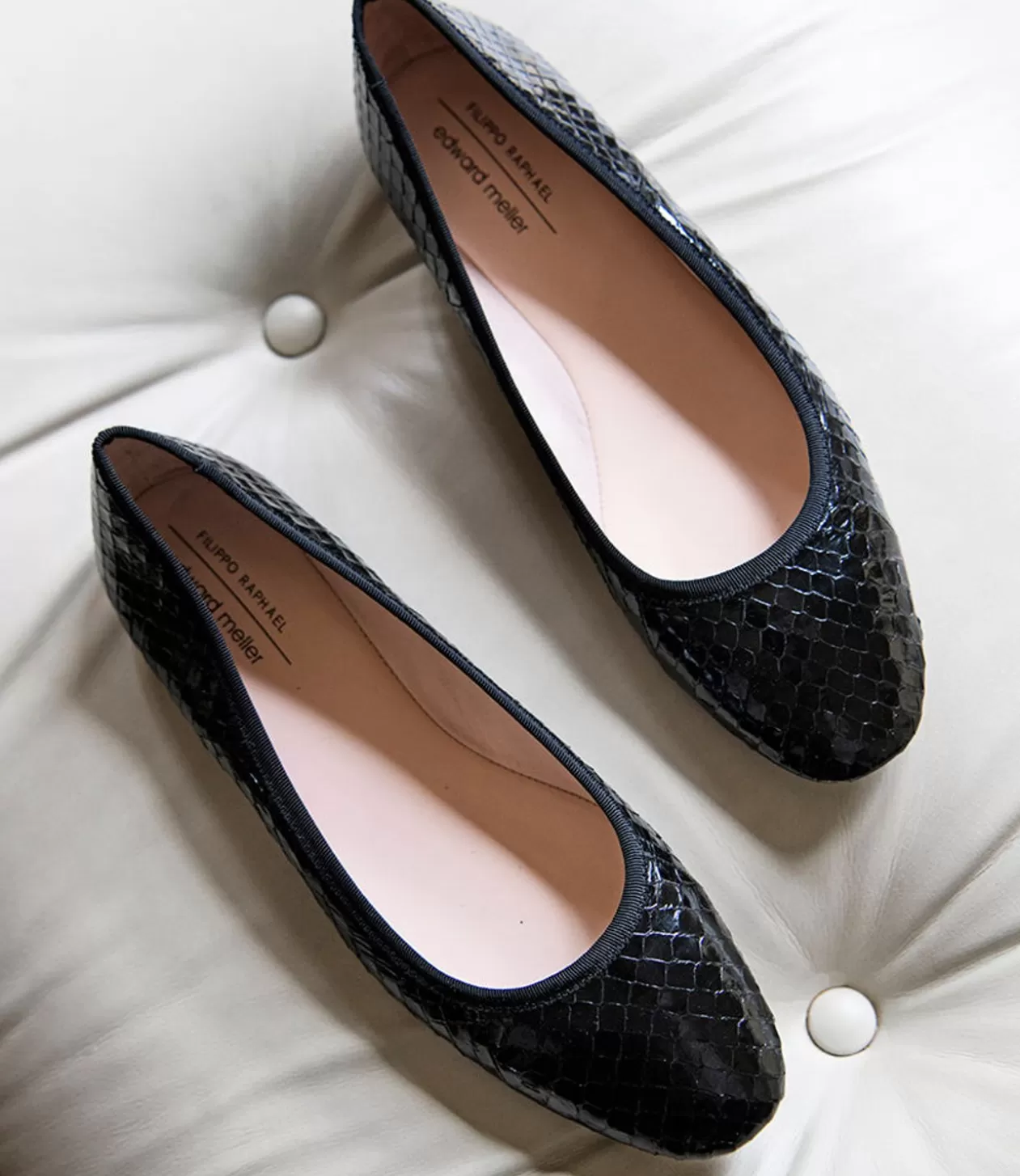 Edward Meller Ballet Flats<Faile Ballet With Grosgrain Piping In Black Snake