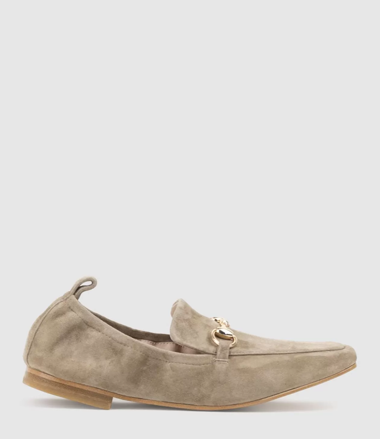 Edward Meller Loafers & Moccasins<Finer Elastic Back Slipper With Hardware In Latte Suede