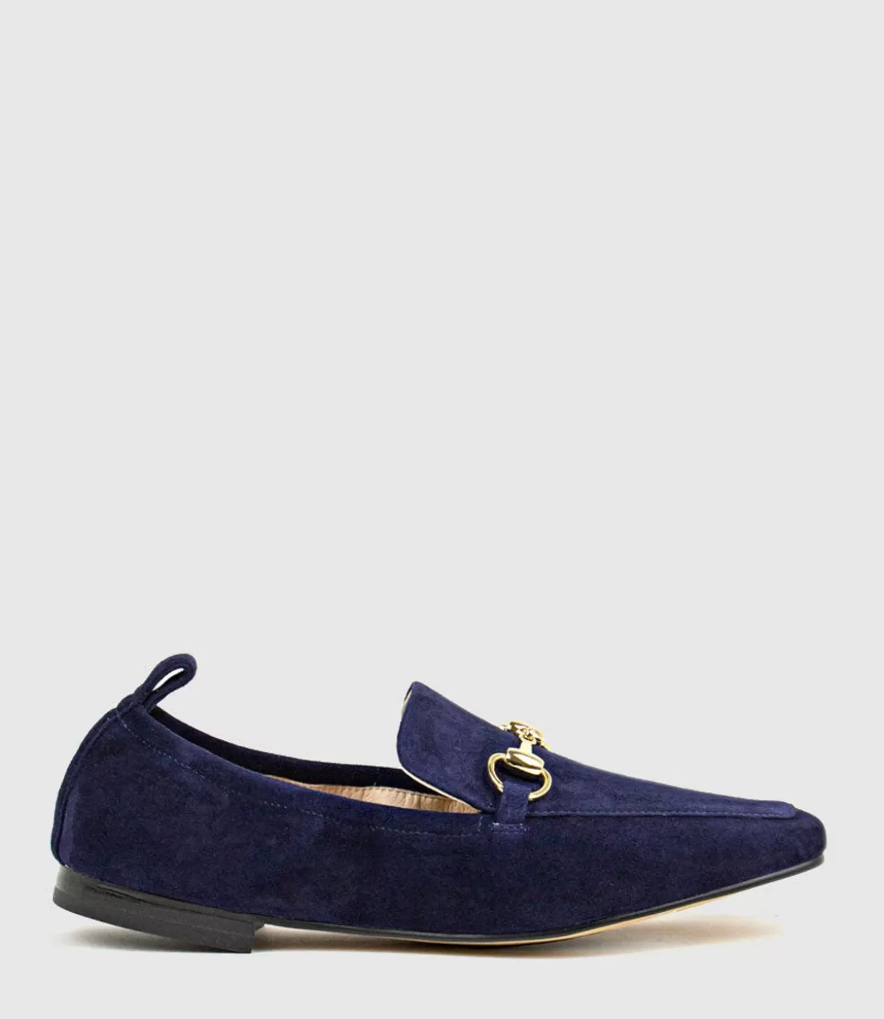 Edward Meller Loafers & Moccasins<Finer Elastic Back Slipper With Hardware In Navy Suede