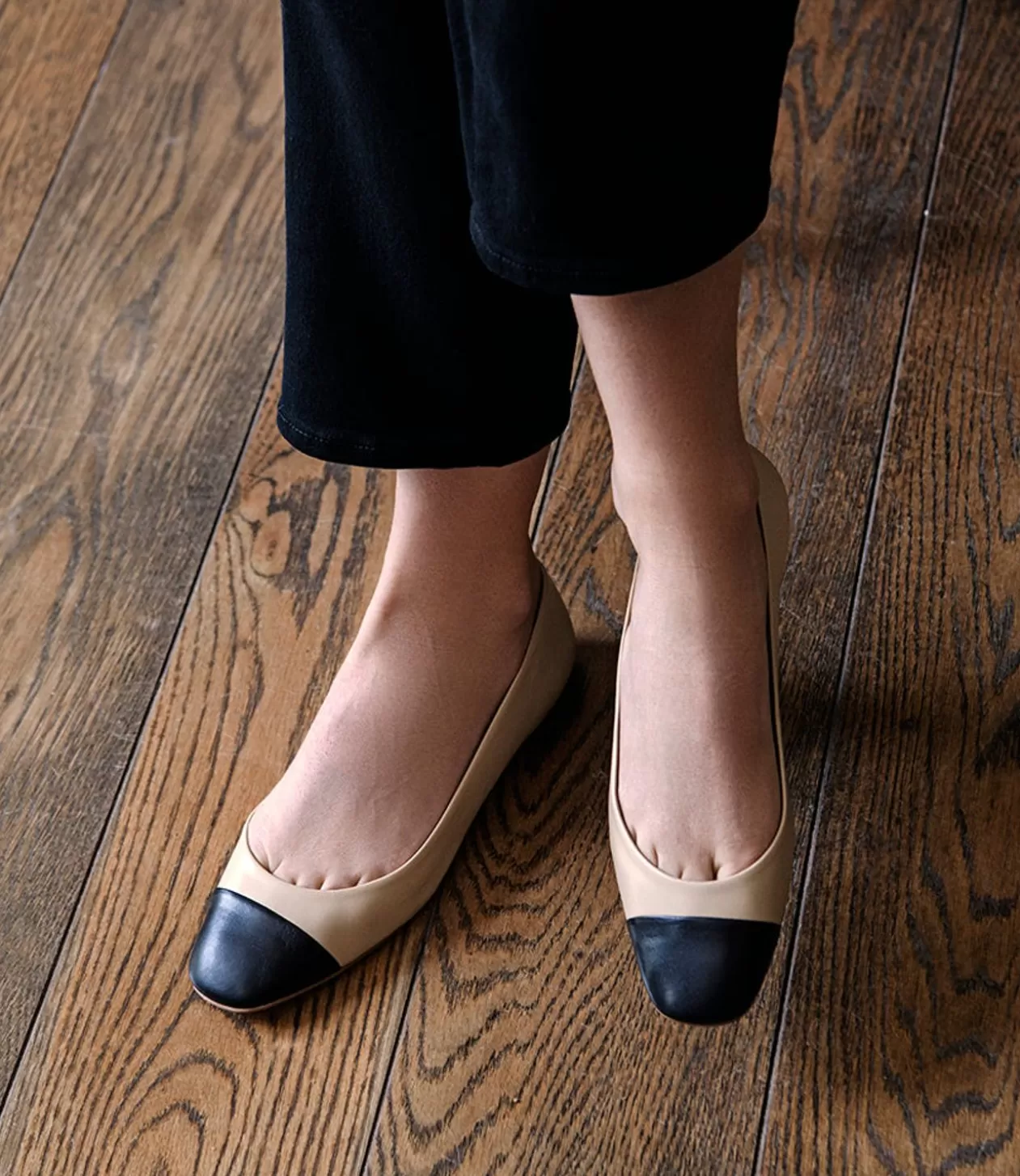 Edward Meller Ballet Flats<Fynn Cap Toe Ballet In Beige With Black