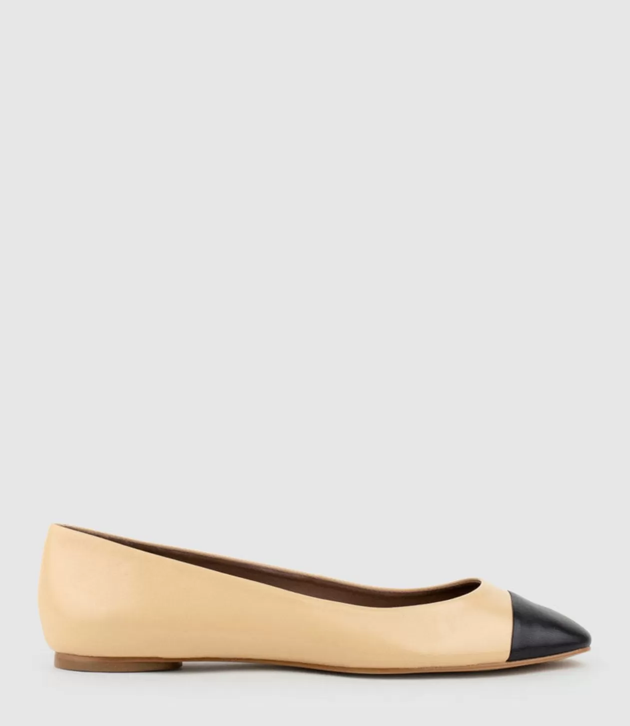 Edward Meller Ballet Flats<Fynn Cap Toe Ballet In Beige With Black