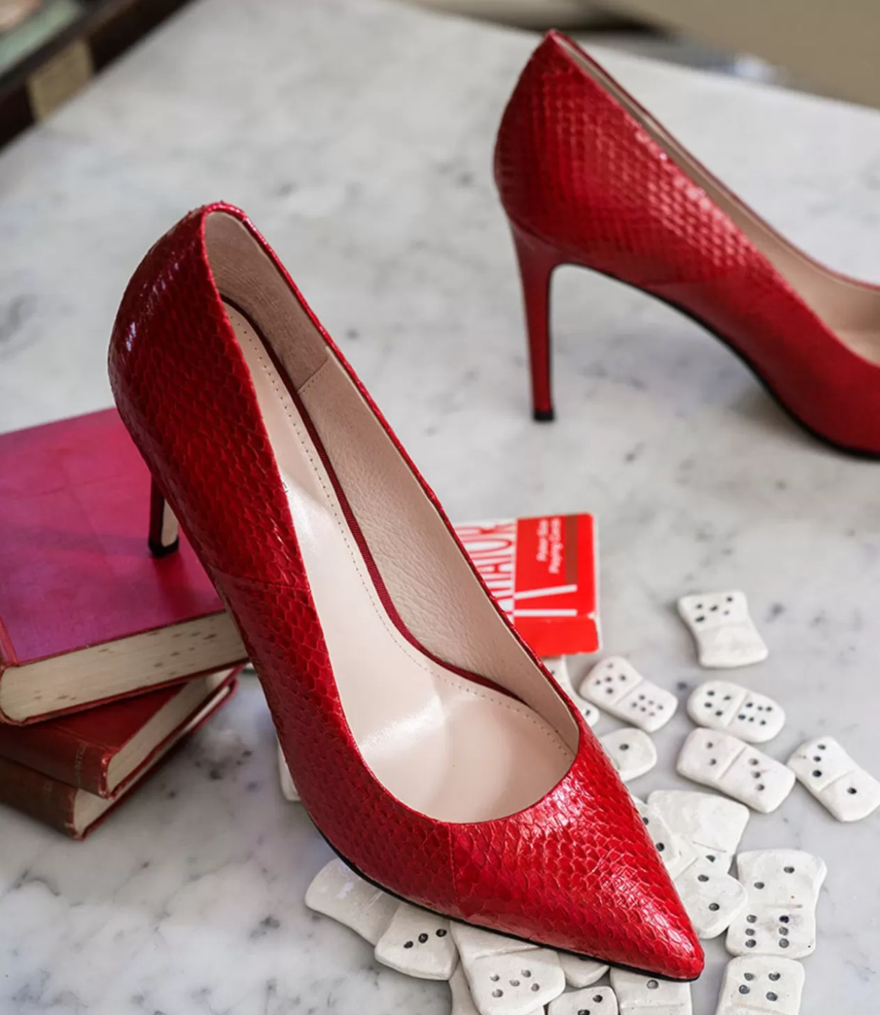 Edward Meller High Heel<Gaga 100Mm Pointed Toe Pump In Ruby Snake