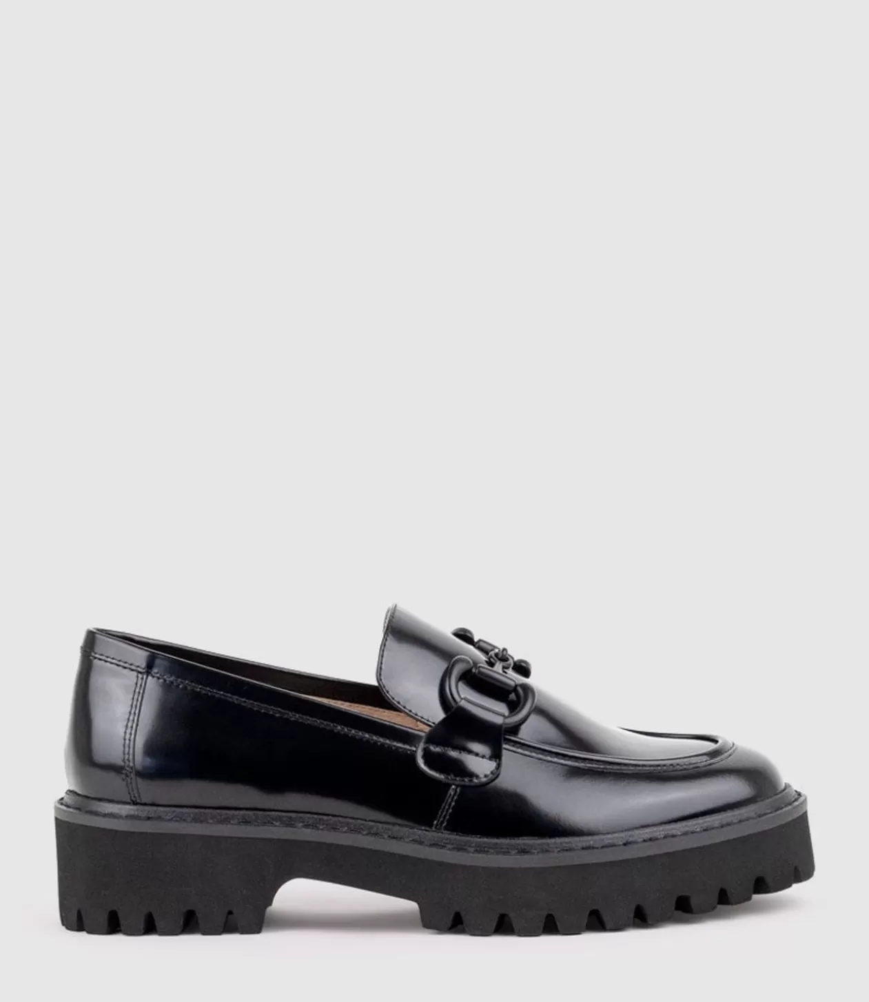 Edward Meller Loafers & Moccasins<Gideon Moccasin On Chunky Sole In Black High Shine