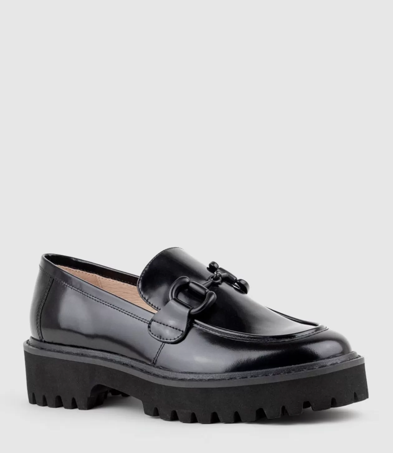 Edward Meller Loafers & Moccasins<Gideon Moccasin On Chunky Sole In Black High Shine