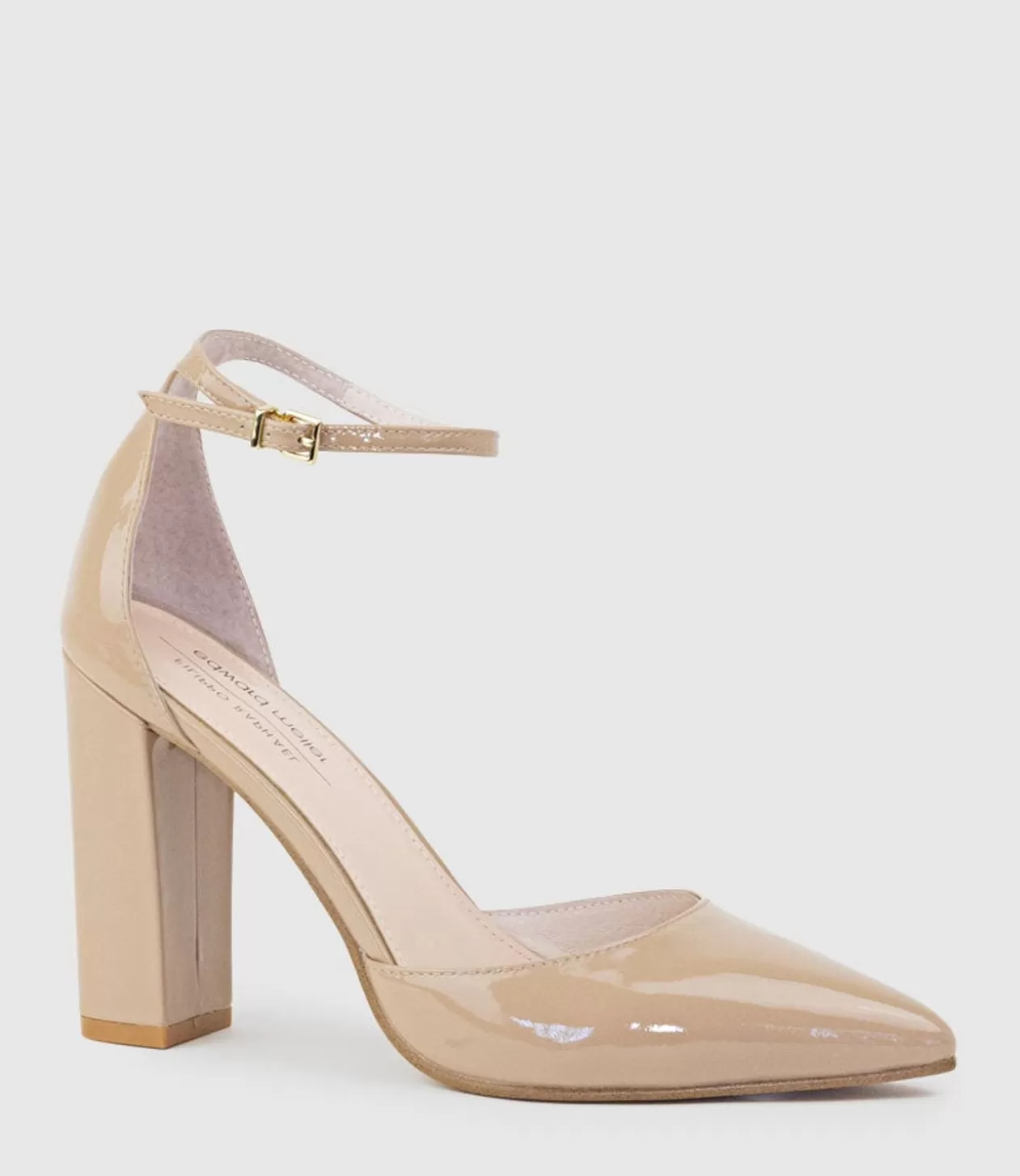 Edward Meller High Heel<Glam100 Block Heel Dorsay Pump In Nude Patent