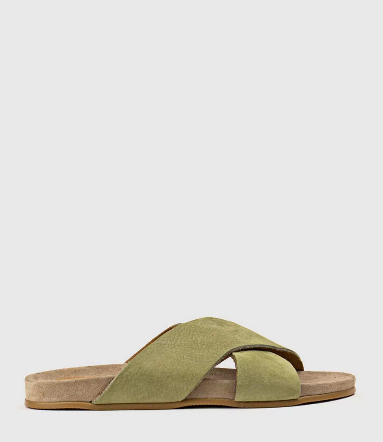 Edward Meller Low Sandals<Harriet Crossover Slide On Footbed In Khaki