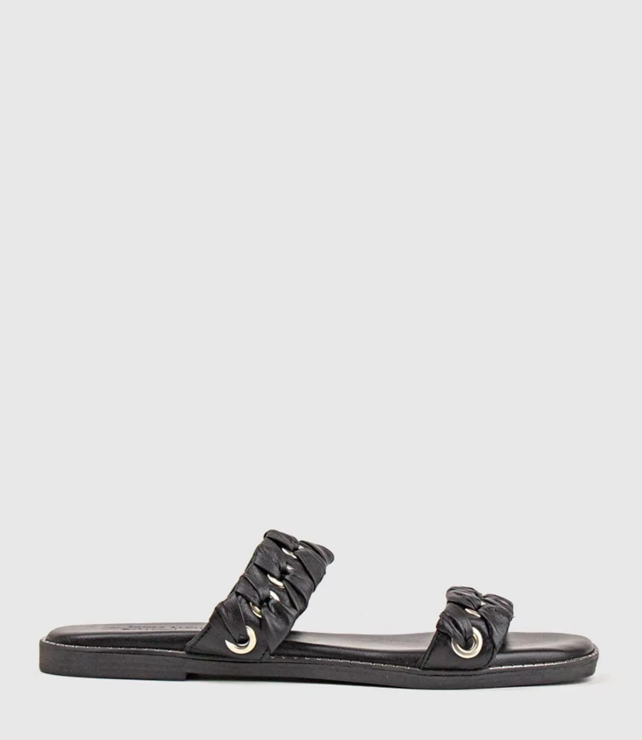 Edward Meller Low Sandals<Henley Two Strap Slide With Metal Detail In Black