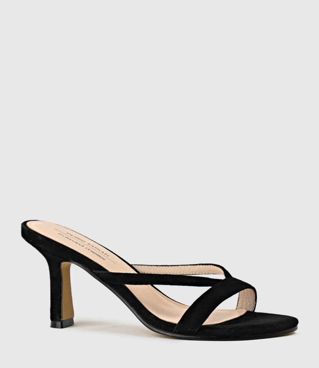 Edward Meller Mid Heel Sandals<Imani75 Fine Heel Slide In Black Suede