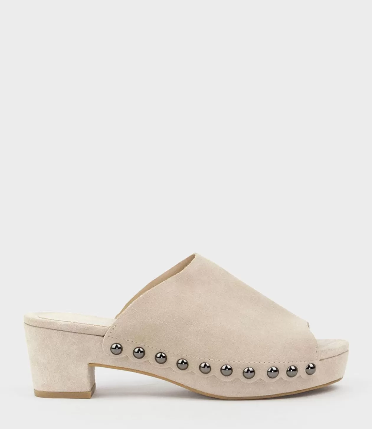 Edward Meller Mid Heel Sandals<Inara65 Studded Slide On Unit In Biscuit Suede