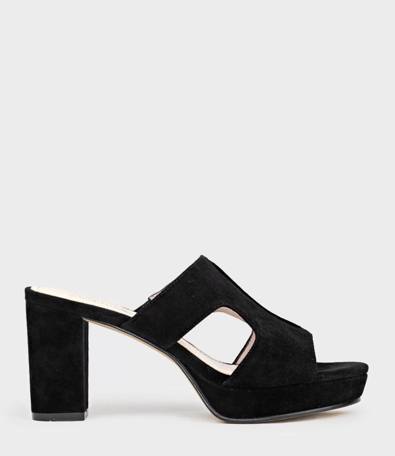 Edward Meller High Heel Sandals<Iris80 Platform Slide With Cut-Out In Black Suede