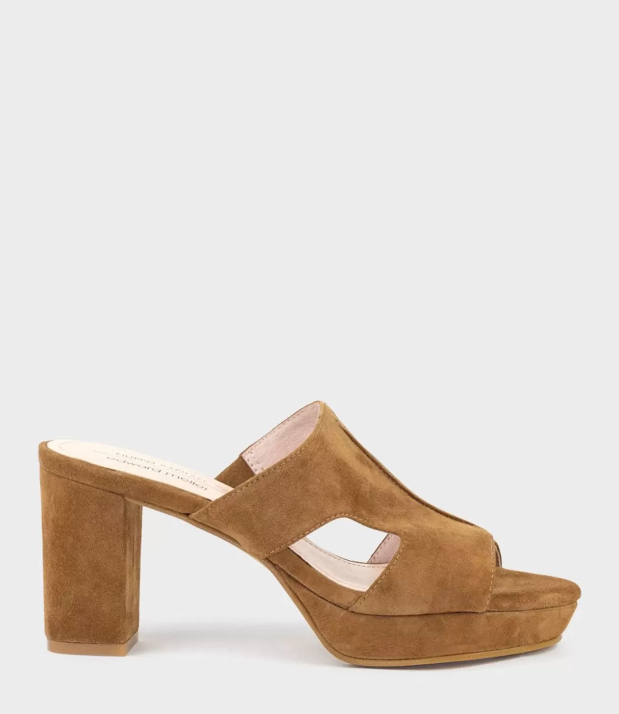 Edward Meller High Heel Sandals<Iris80 Platform Slide With Cut-Out In Tawny Suede