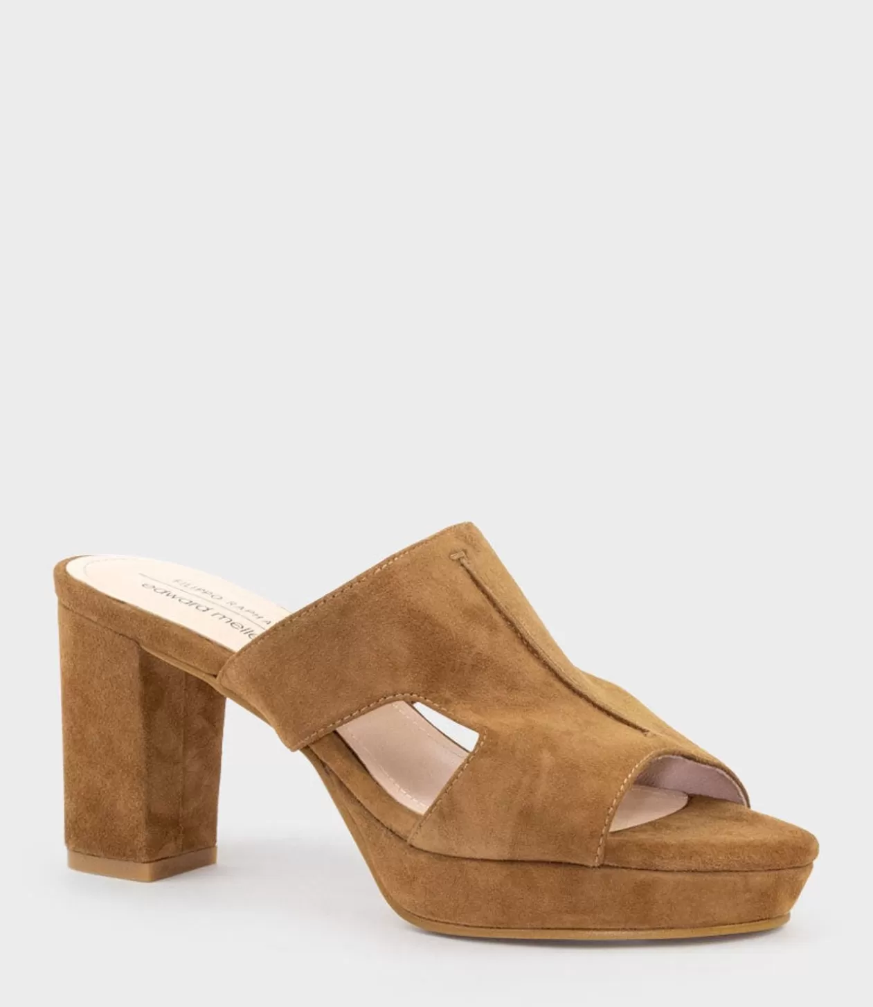 Edward Meller High Heel Sandals<Iris80 Platform Slide With Cut-Out In Tawny Suede