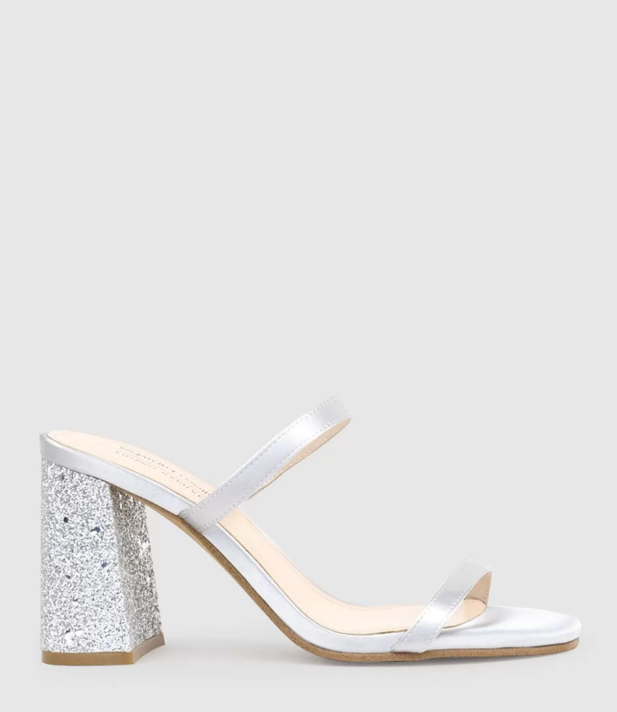 Edward Meller High Heel Sandals<Kaiya85 Two Strap Slide In Silver Satin