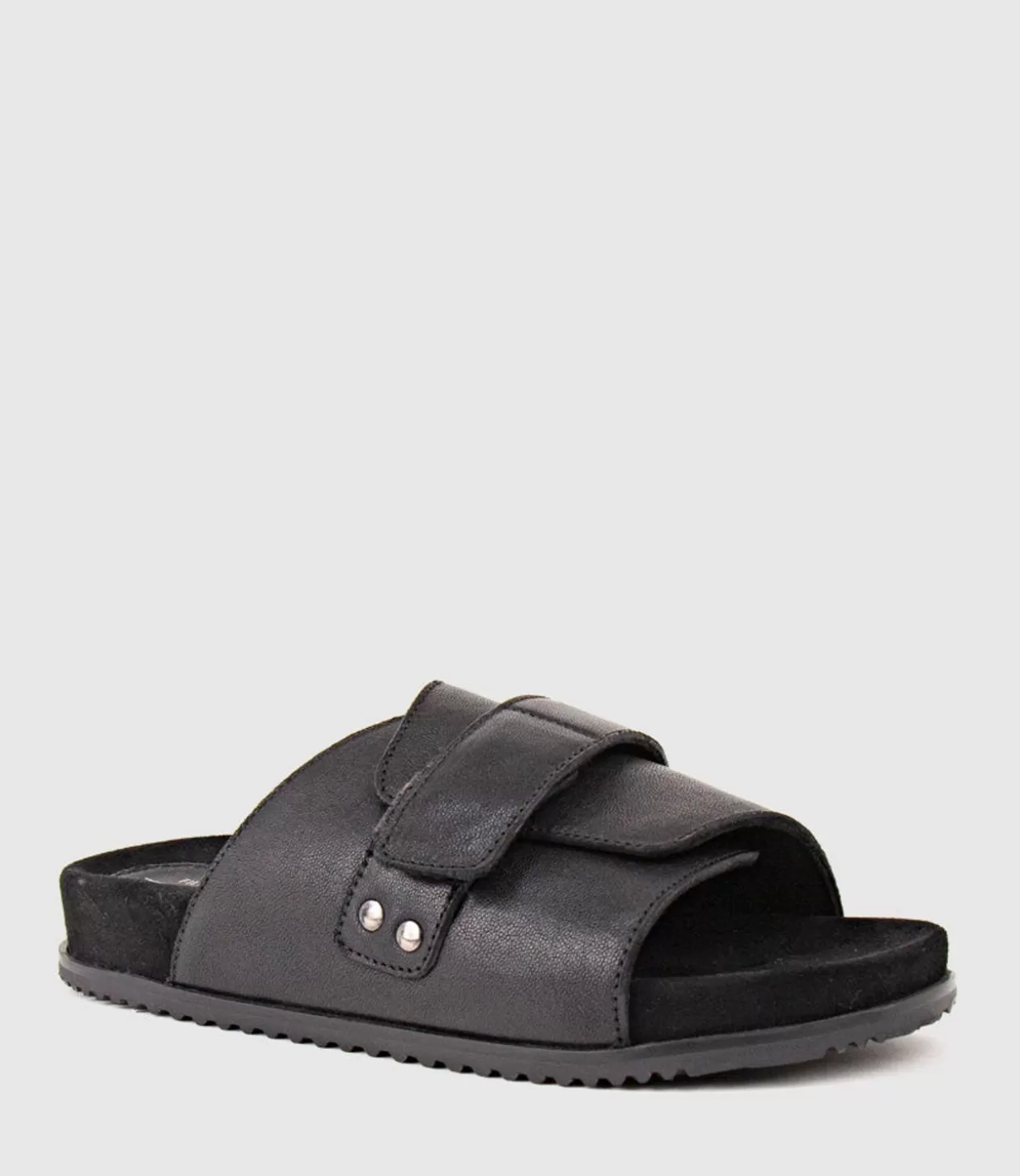 Edward Meller Low Sandals<Kala Velcro Strap Slide On Footbed In Black