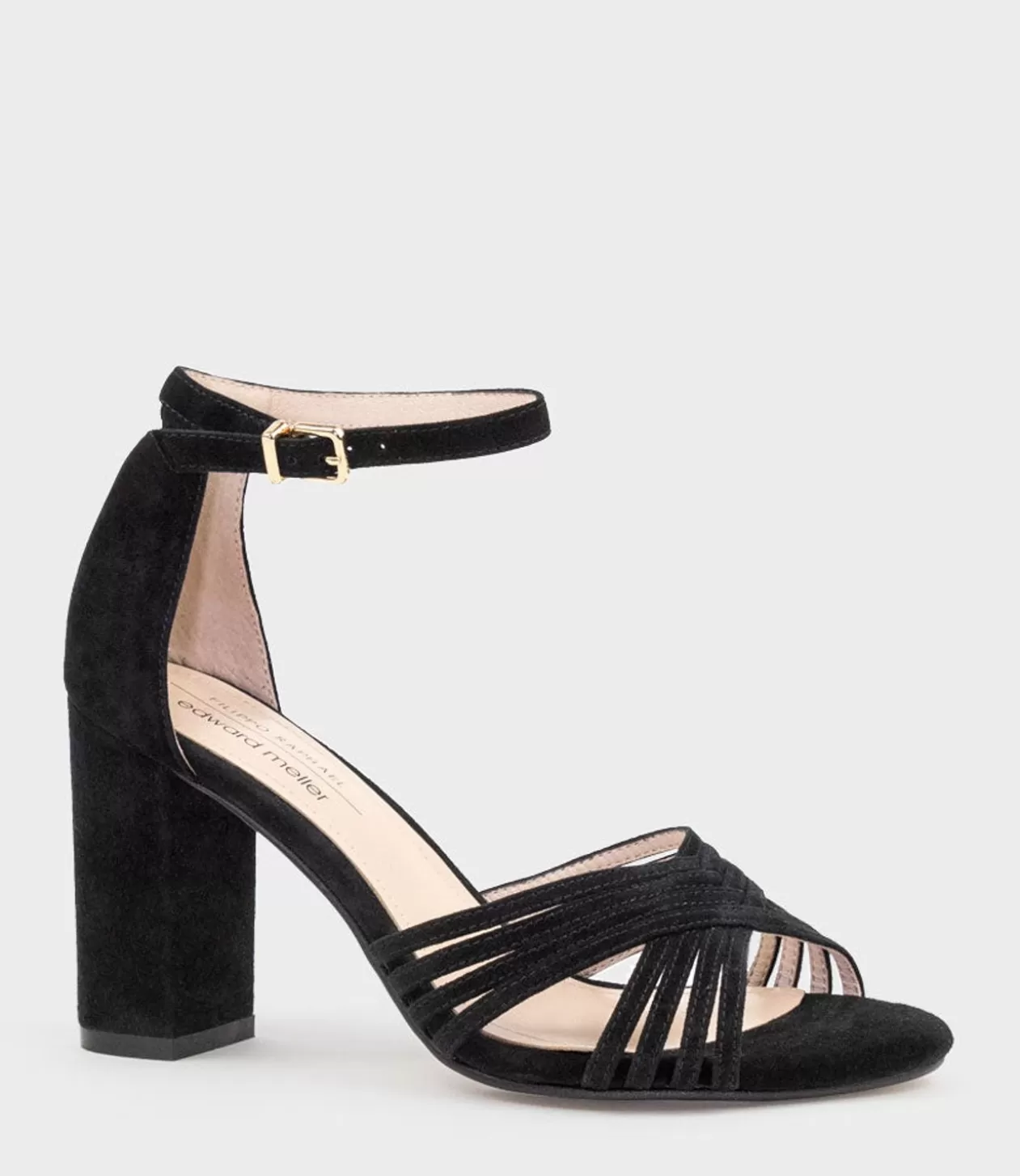 Edward Meller High Heel Sandals<Karina85 Multistrap Block Heel Sandal In Black Suede