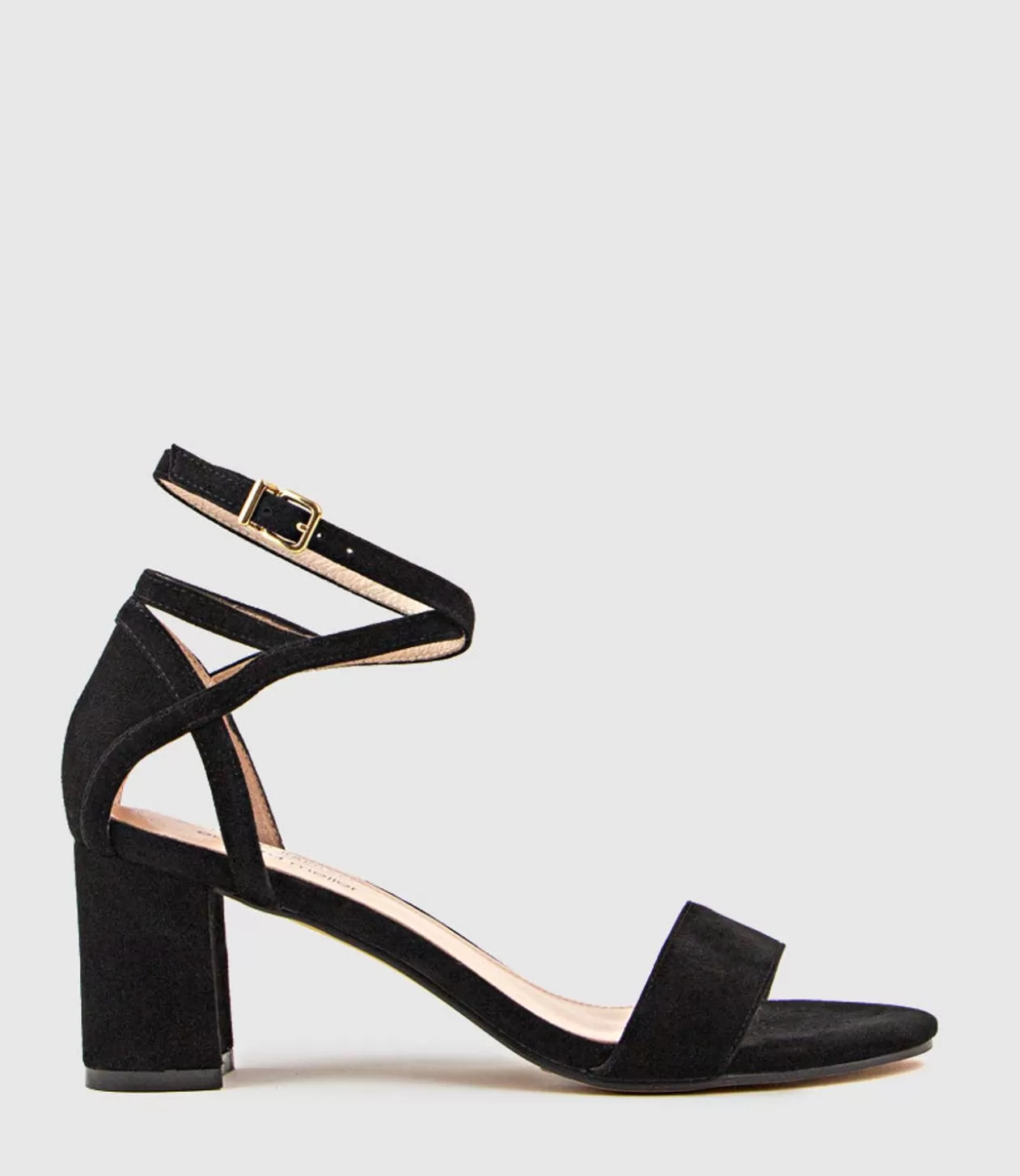 Edward Meller Mid Heel Sandals<Kenia60 Block Heel Sandal With Hourglass Ankle Wrap In Black Suede